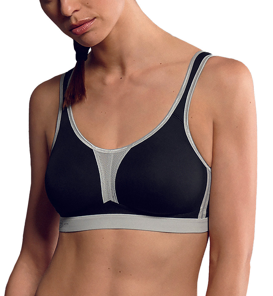 Anita Impact Control Max Support Softcup Sports Bra (5547),36G,Black/Metallic - Black/Metallic,36G