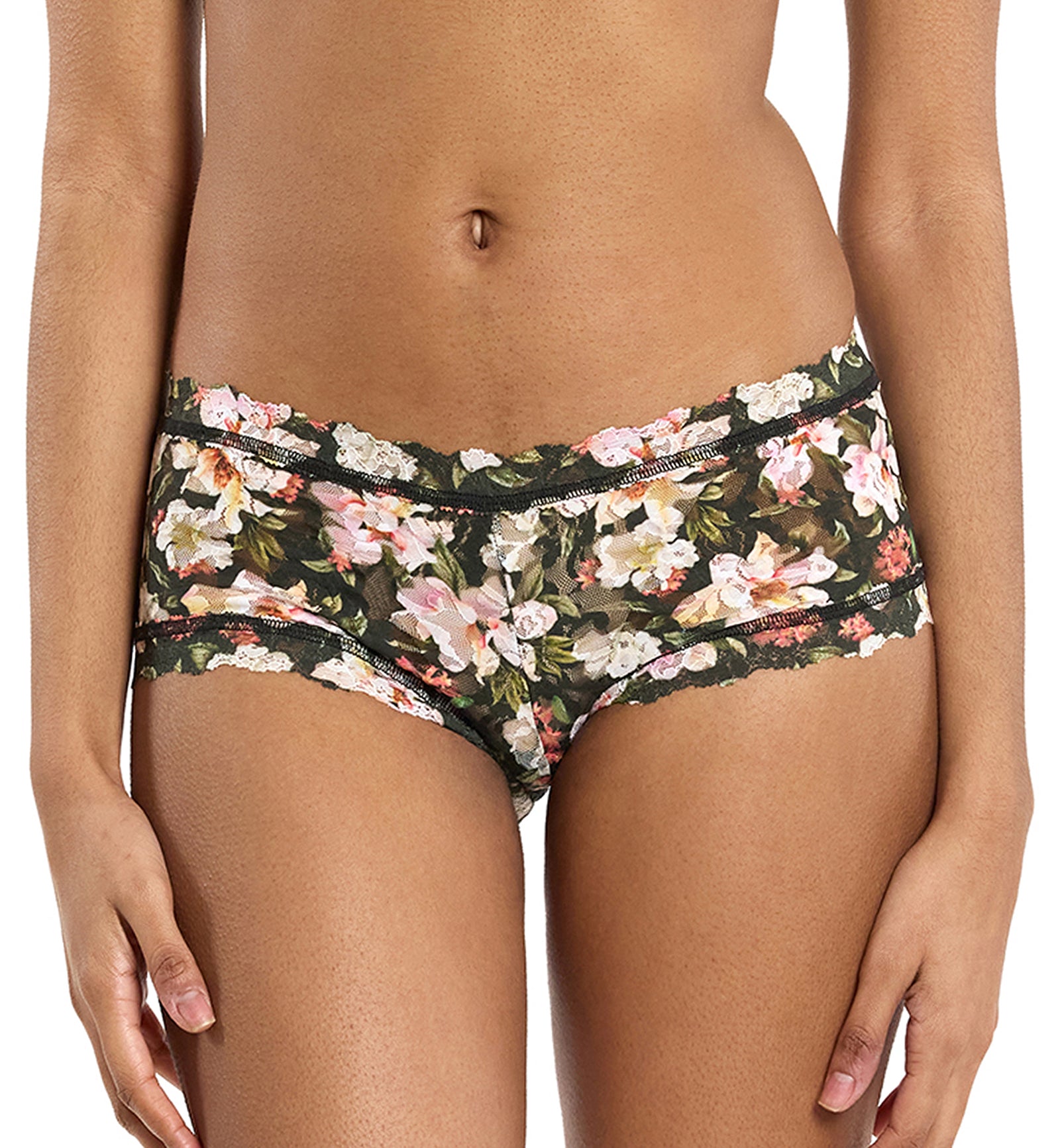 Hanky Panky Signature Lace Printed Boyshort (PR4812P),XS,Dark Room Blooms - Dark Room Blooms,XS