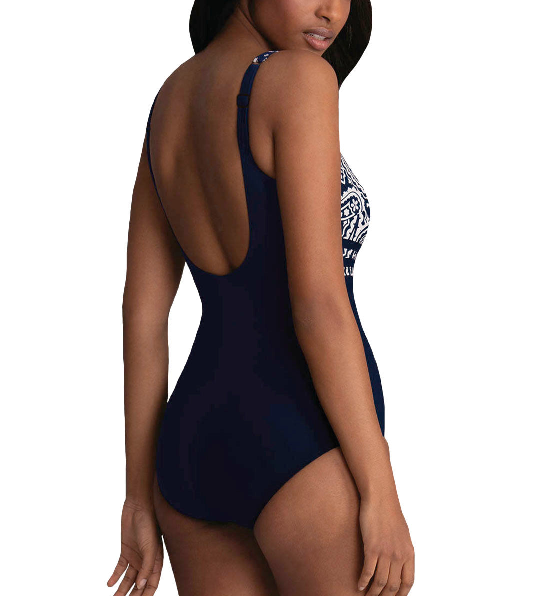 Anita Paisley Passion Luella Slimming One Piece Swimsuit (7370),36D,Dark Blue - Dark Blue,36D