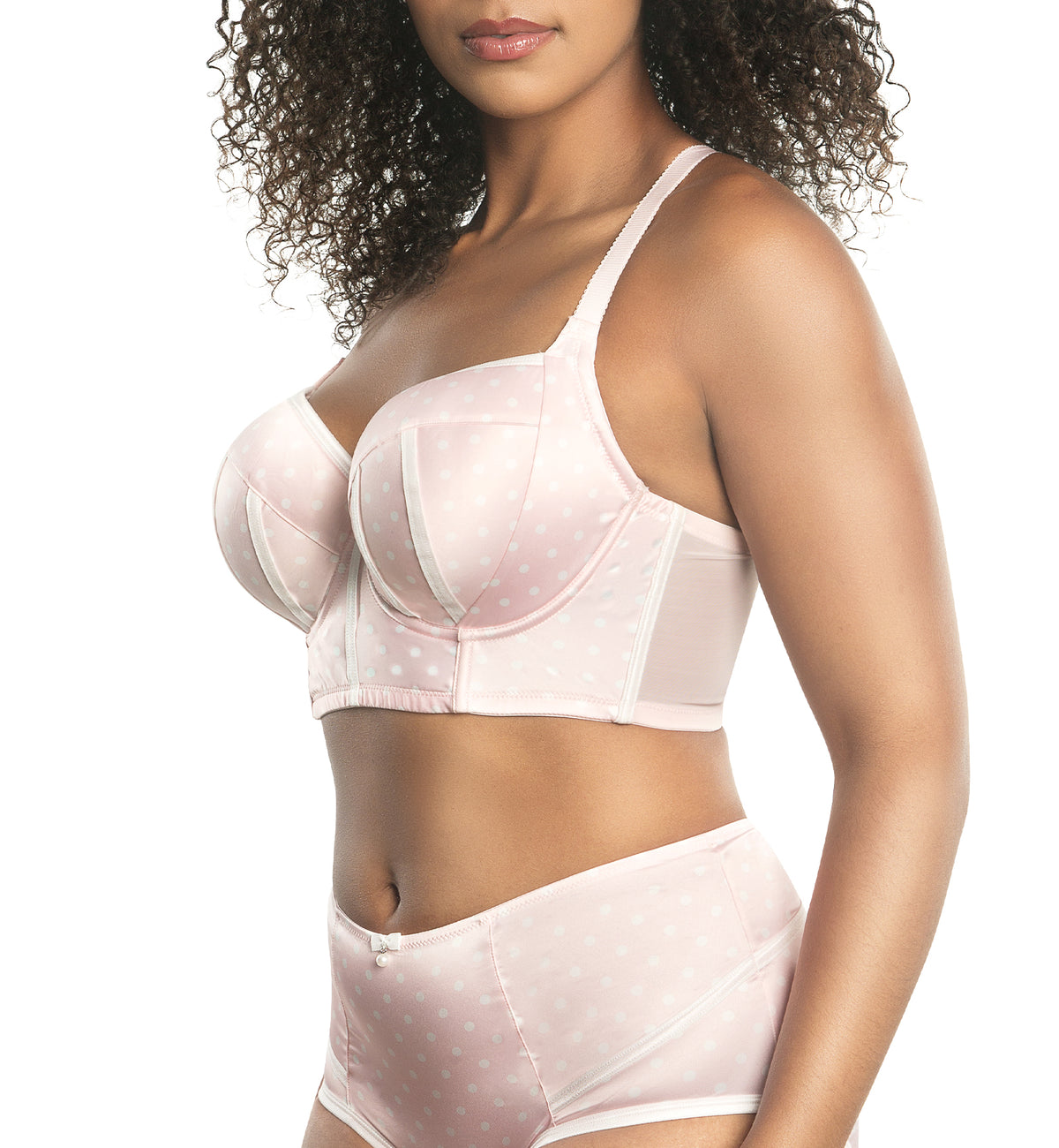 Parfait Charlotte Padded Underwire Longline Bra (6977),32D,Petal Pink Dot - Petal Pink Dot,32D