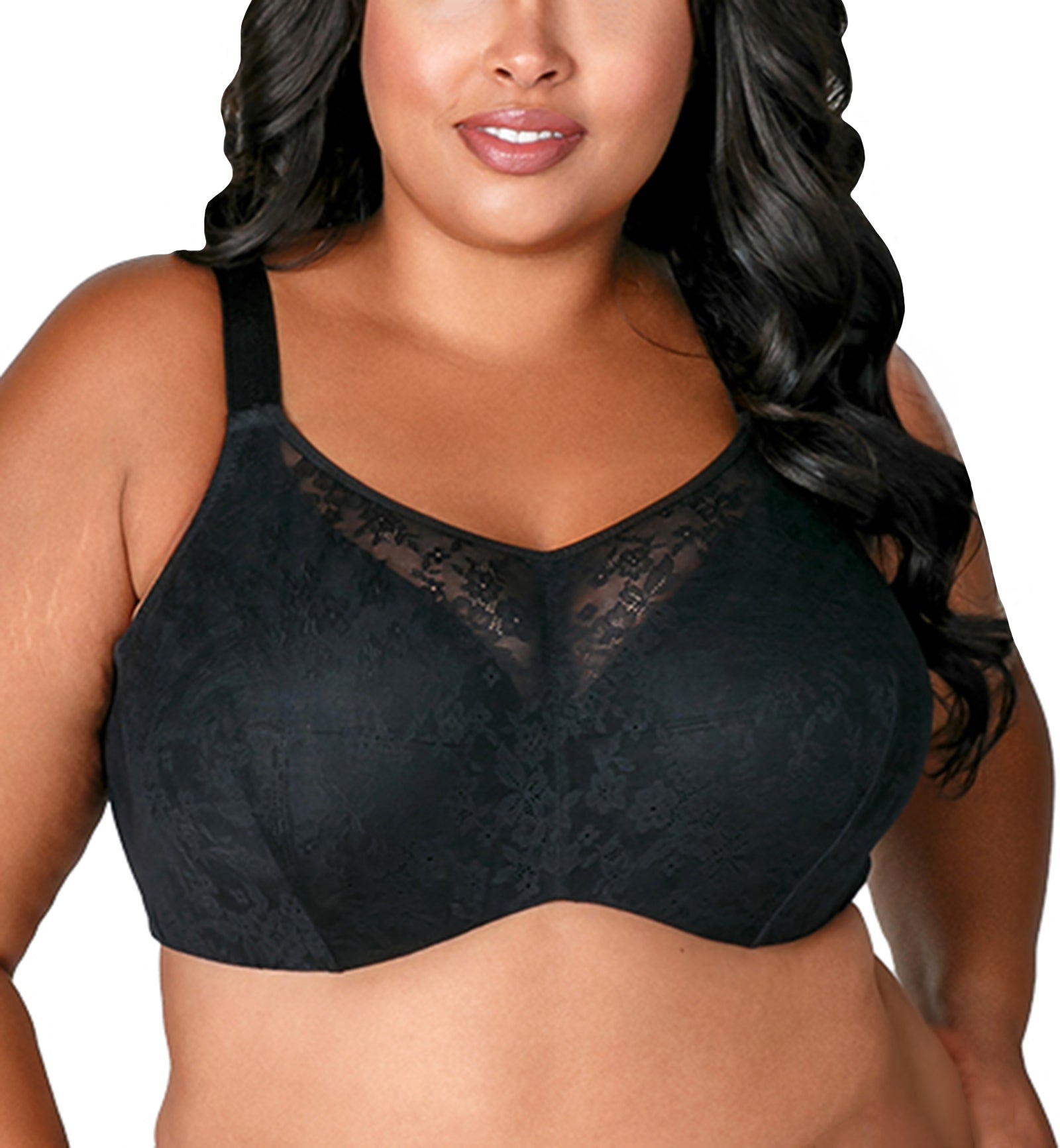 Elila Curvy Chic Lace Cami Underwire Bra (2101),36F,Black - Black,36F