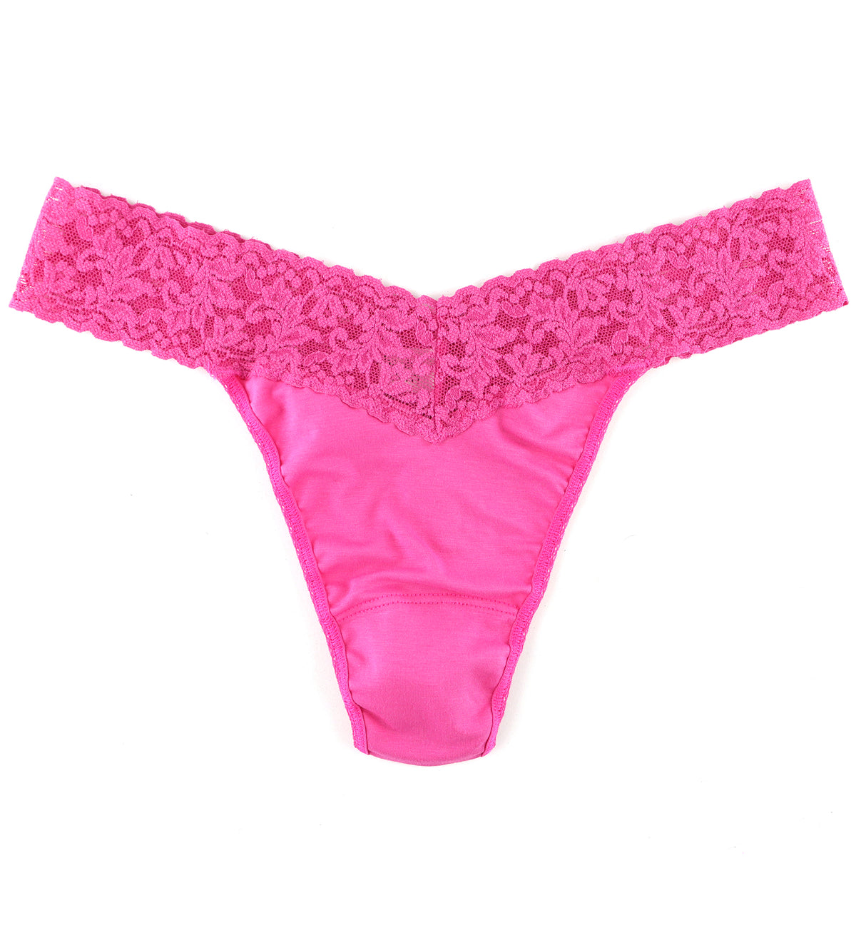 Hanky Panky Original Rise Organic Cotton Thong with Lace (891801),Wild Pink - Wild Pink,One Size