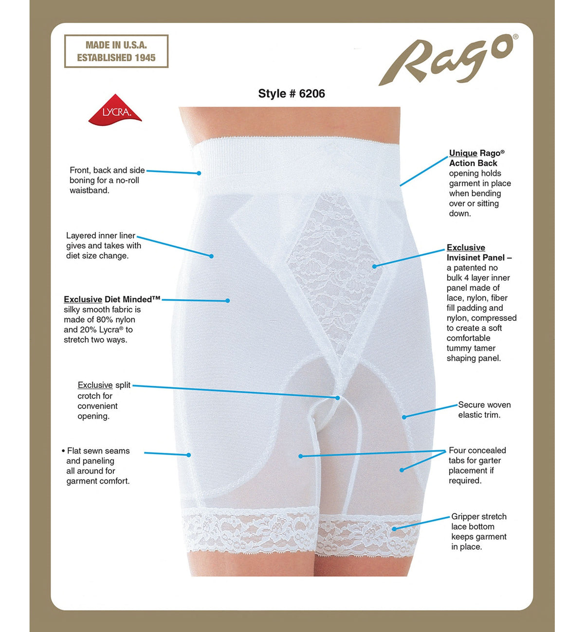 Rago Medium Control High Waist Long Leg Shaper (6206),Small,White - White,Small