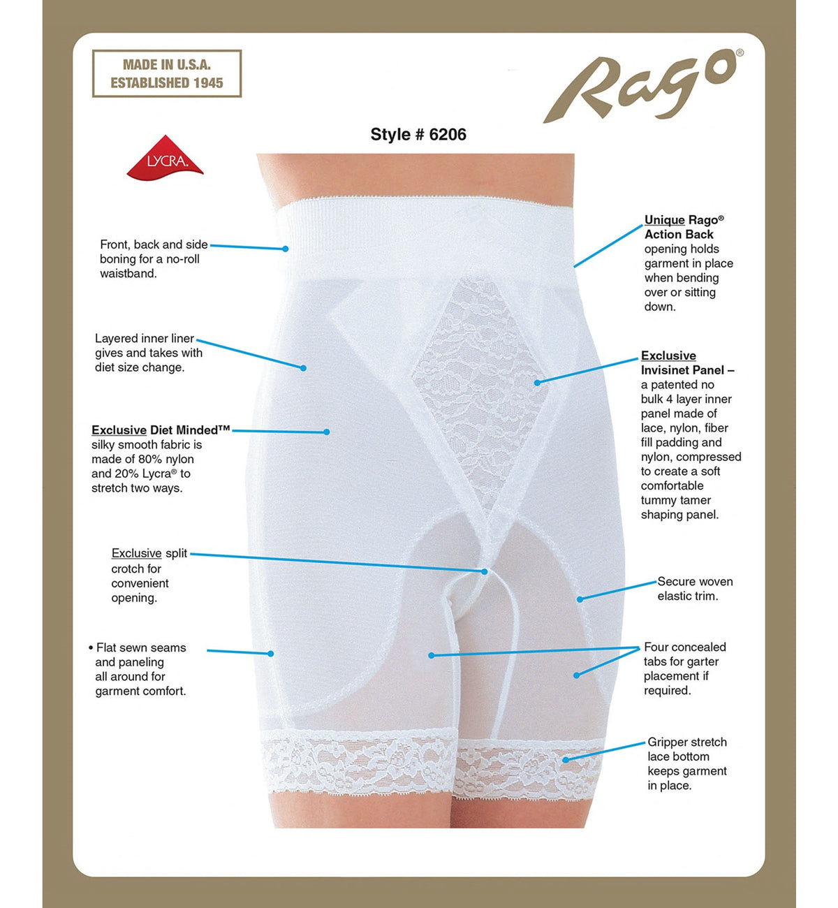 Long Line Rago Rago Shapewear High Waist Long Leg Shaper Firm Control - Rago No Roll ...