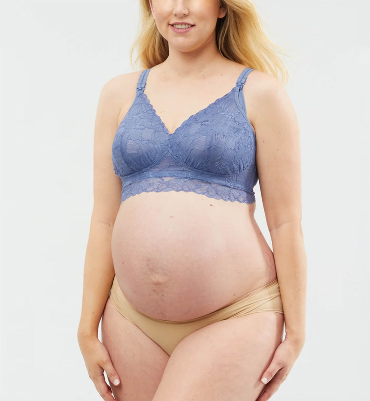 Chantilly Lace Non-Wire Maternity & Nursing Bralette (29-1045),Small E-G,Blue - Blue,Small E-G