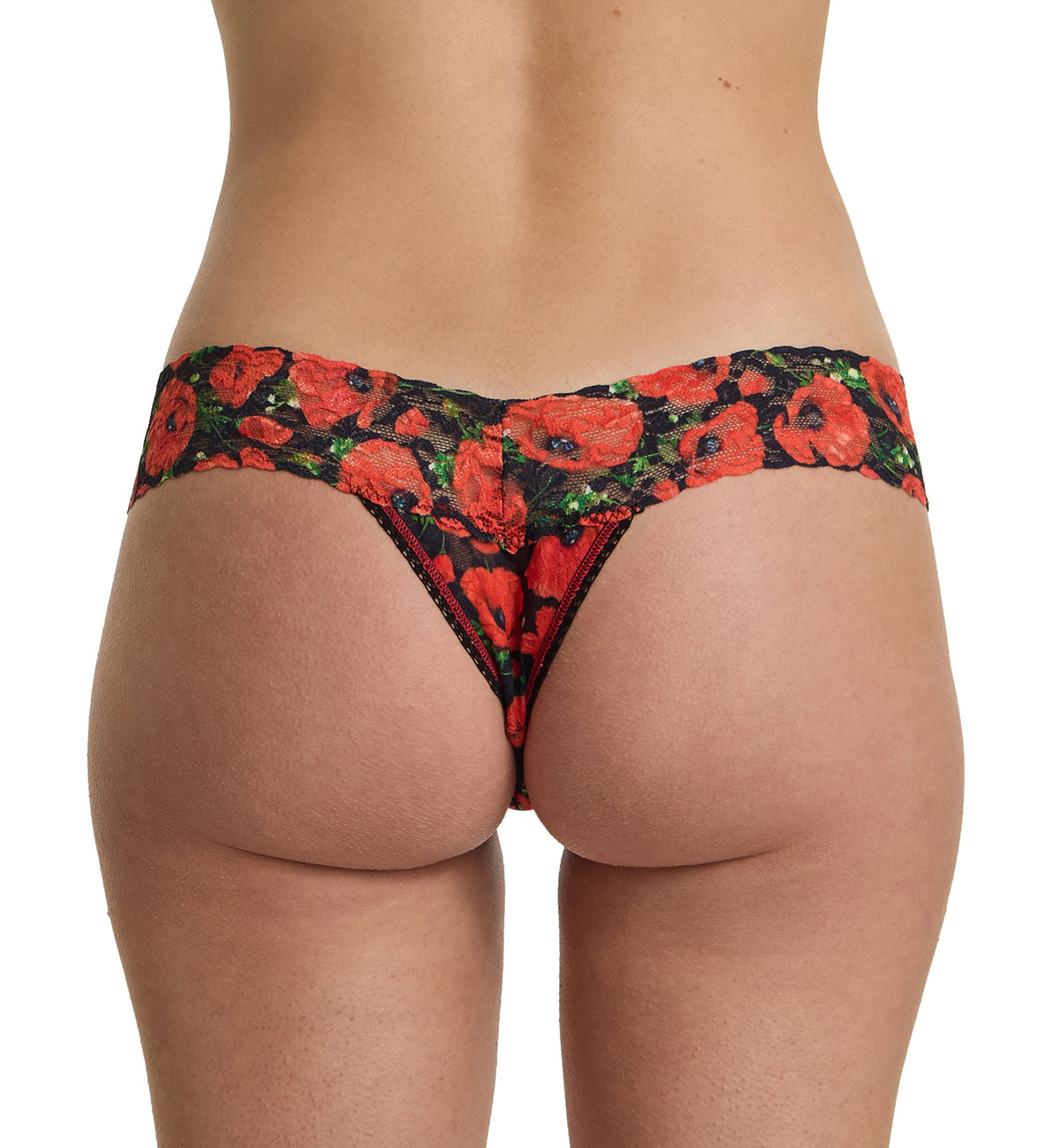 Hanky Panky Signature Lace Printed Low Rise Thong (PR4911P),Poppy Holiday - Poppy Holiday,One Size