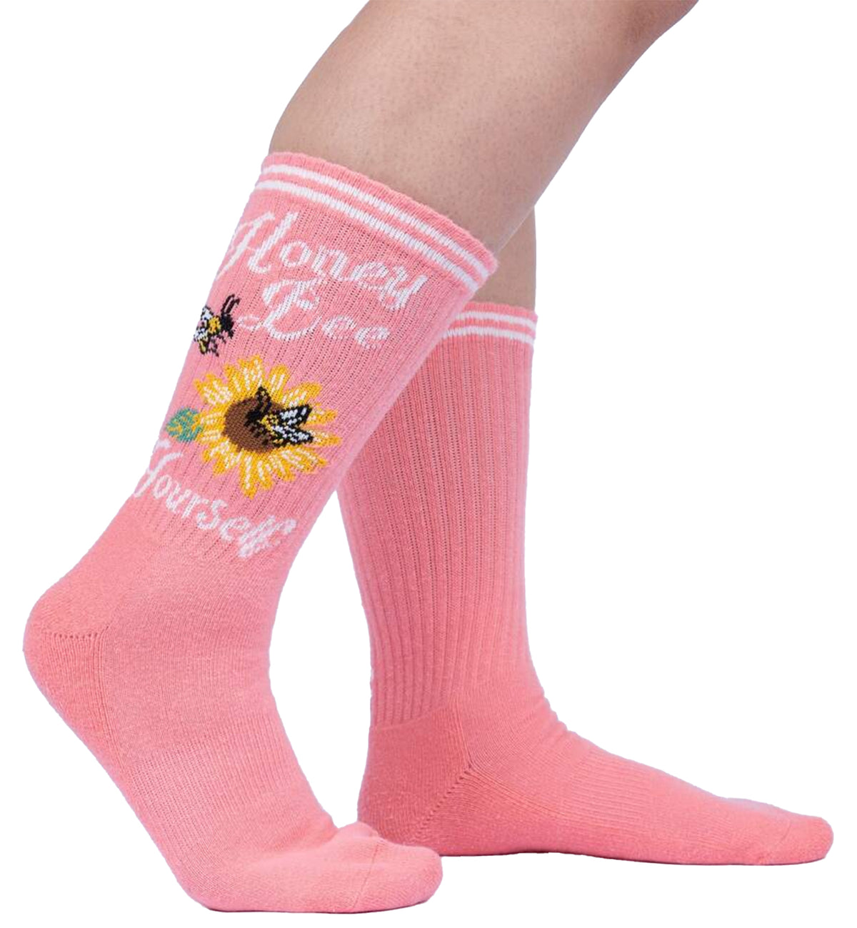 SOCK it to me Athletic Ribbed Crew Socks (R0001),Honey Bee Yourself - Honey Bee Yourself,One Size
