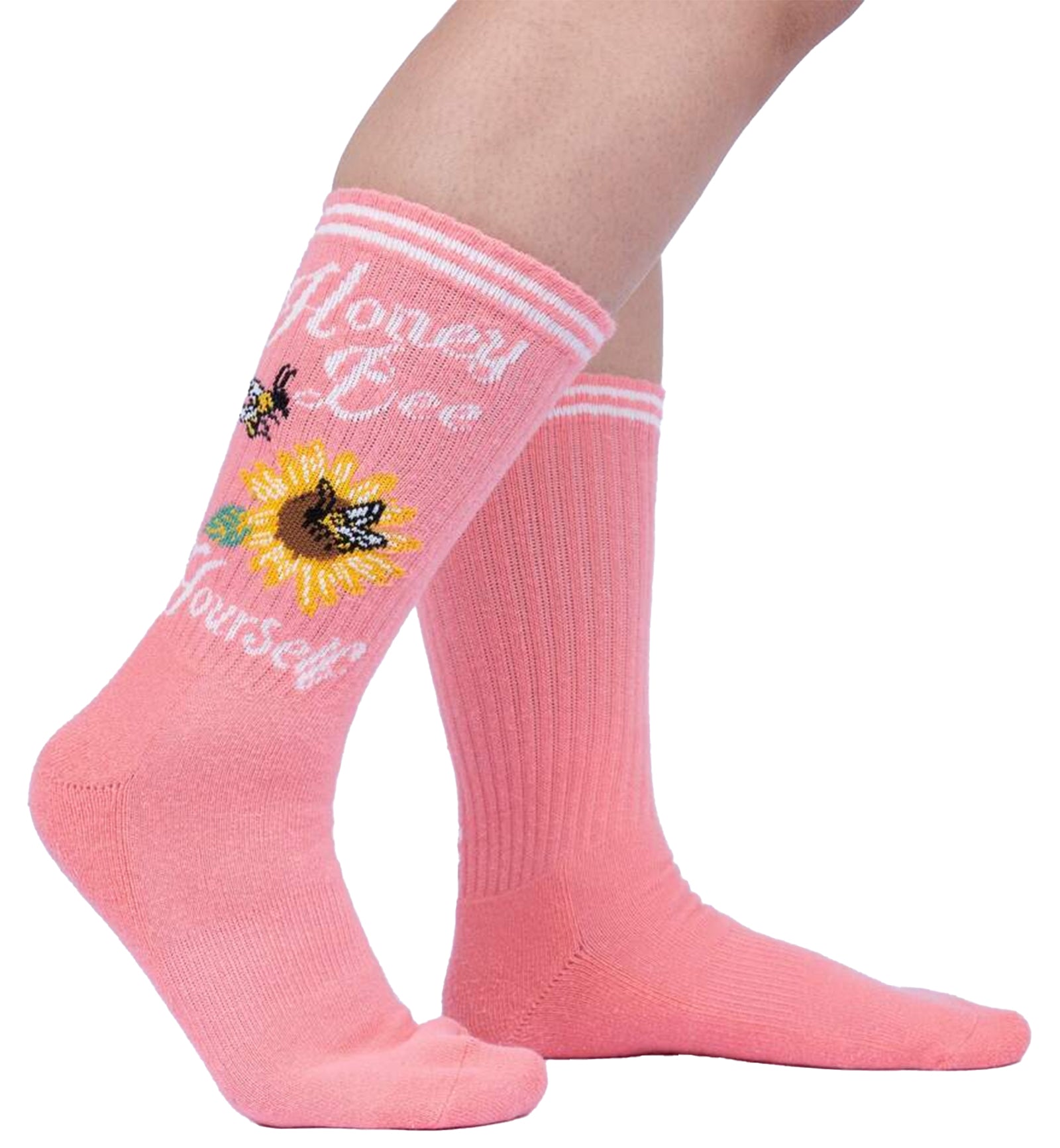 SOCK it to me Athletic Ribbed Crew Socks (R0001),Honey Bee Yourself - Honey Bee Yourself,One Size