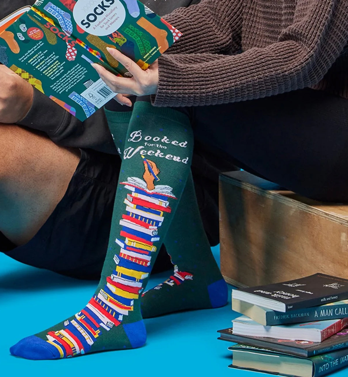 SOCK it to me Unisex Knee High Socks (F0517),Booked for the Weekend - Booked for the Weekend,One Size