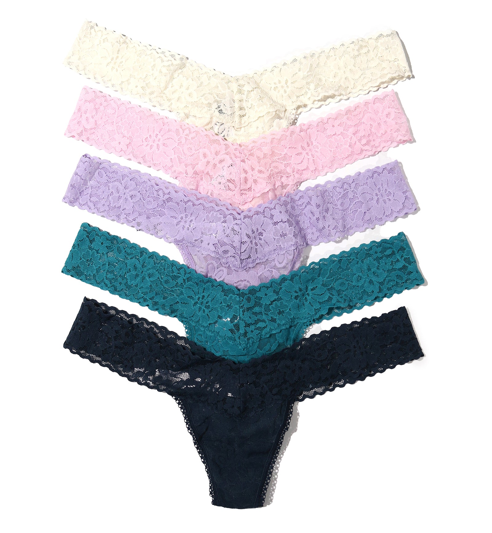 Hanky Panky 5-PACK Daily Lace Low Rise Thong (7710015VPK),Summer Solstice - Summer Solstice,One Size