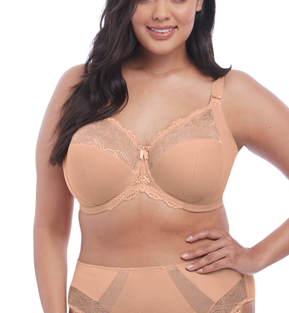 Elomi Meredith Stretch Lace Banded Underwire Bra (4440),32JJ,Sahara - Sahara,32JJ