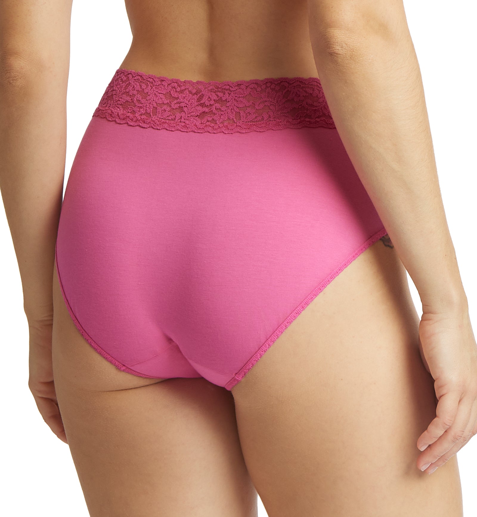 Hanky Panky Cotton French Brief with Lace (892461),Small,Wild Pink - Wild Pink,Small