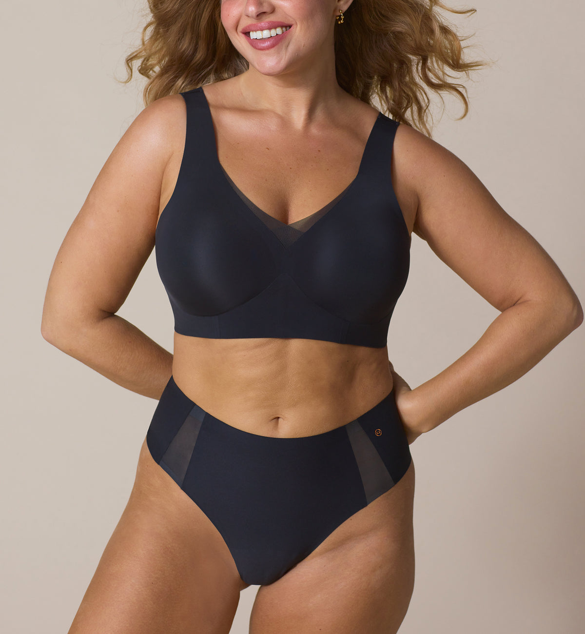 Evelyn & Bobbie Mesh EVELYN Deep V-Neck Bralette (1866),Small,Black - Black Mesh,Small