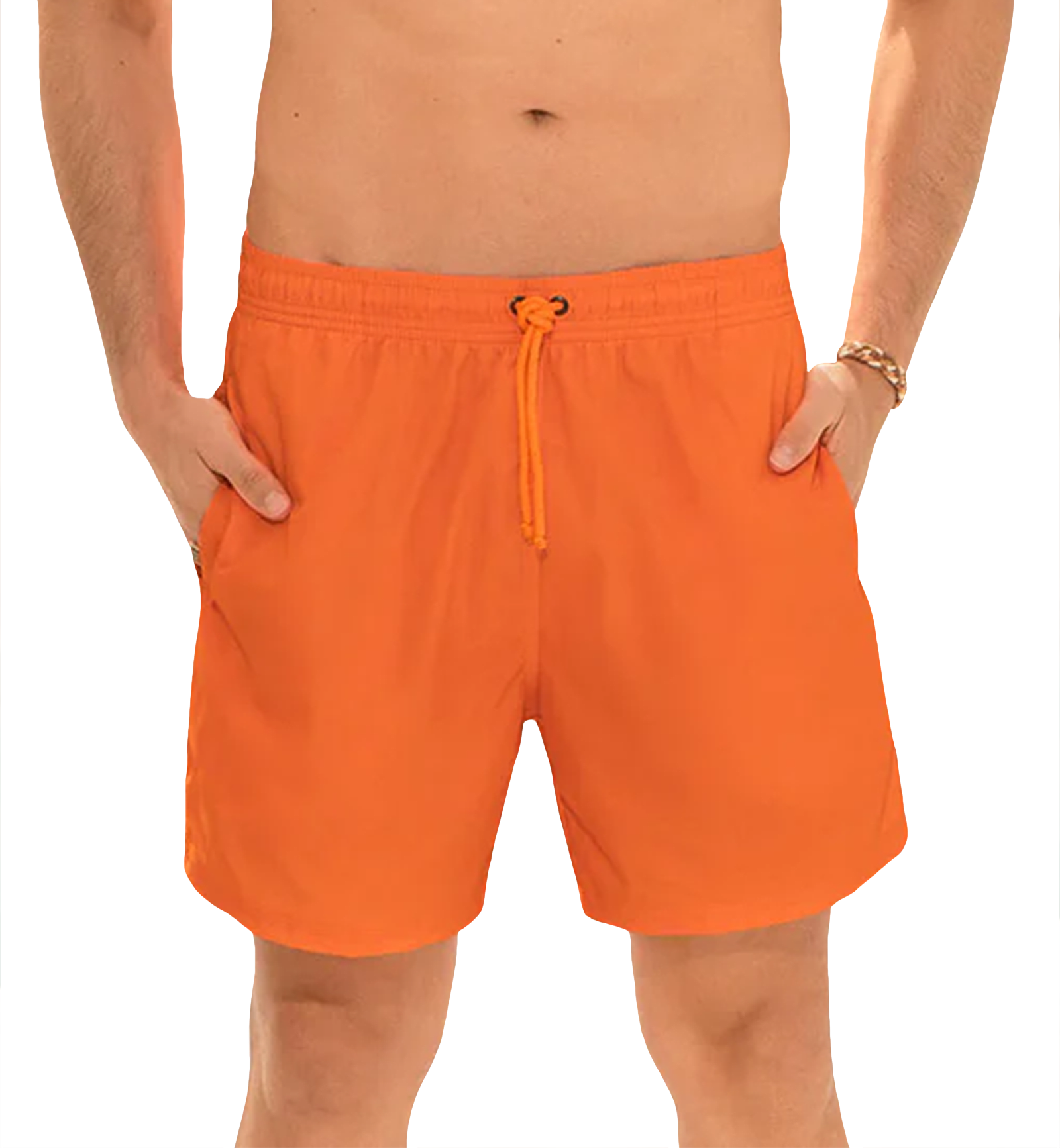 LEO Men's Eco-Friendly Quick Dry 7 inch Swim Trunk (505033),Small,Orange - Orange,Small
