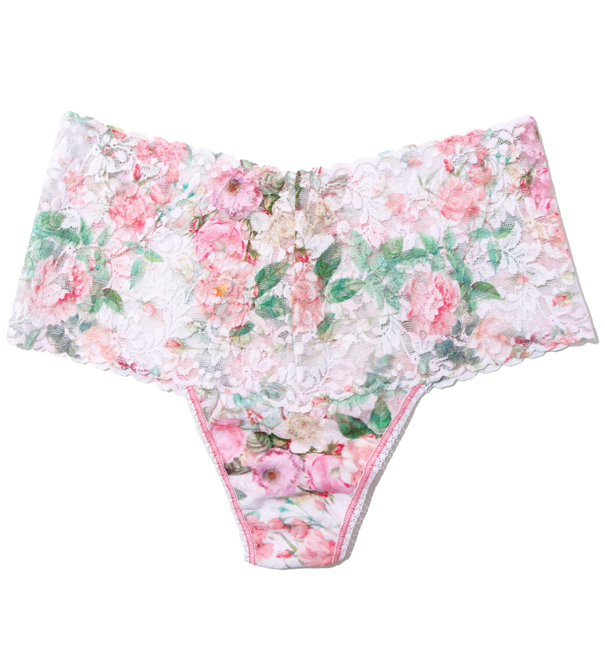 Hanky Panky Printed Retro Lace Thong (PR9K1926),Rococo Rose - Rococo Rose,One Size