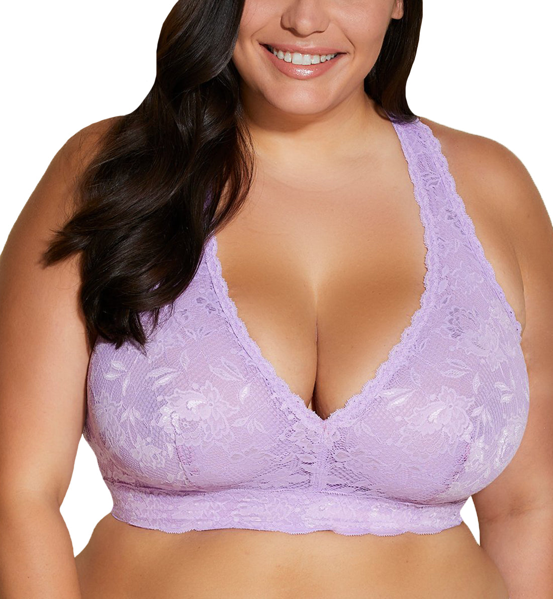 Cosabella NSN Ultra CURVY Plungie Longline Bralette (NEVER1388),M,Icy Violet - Icy Violet,Medium