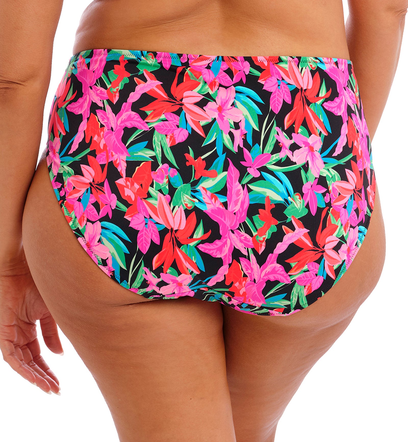 Elomi Savaneta Mid Rise High Leg Swim Brief (ES801372),UK 18,Black - Black,UK 18