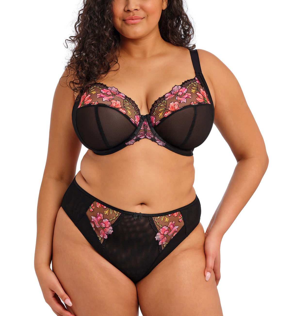 Elomi Teagan Banded Plunge Underwire Bra (302602),32GG,Rainbow - Rainbow,32GG