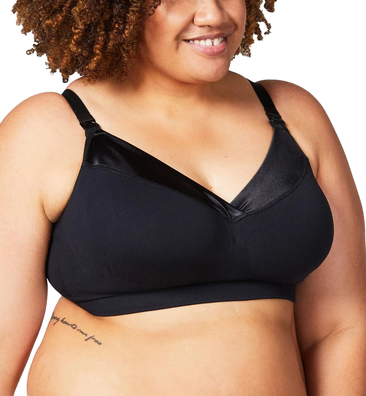 Cake Ribbon Candy Wire-free Nursing Bra (27-8017),XS,Black - Black,XS
