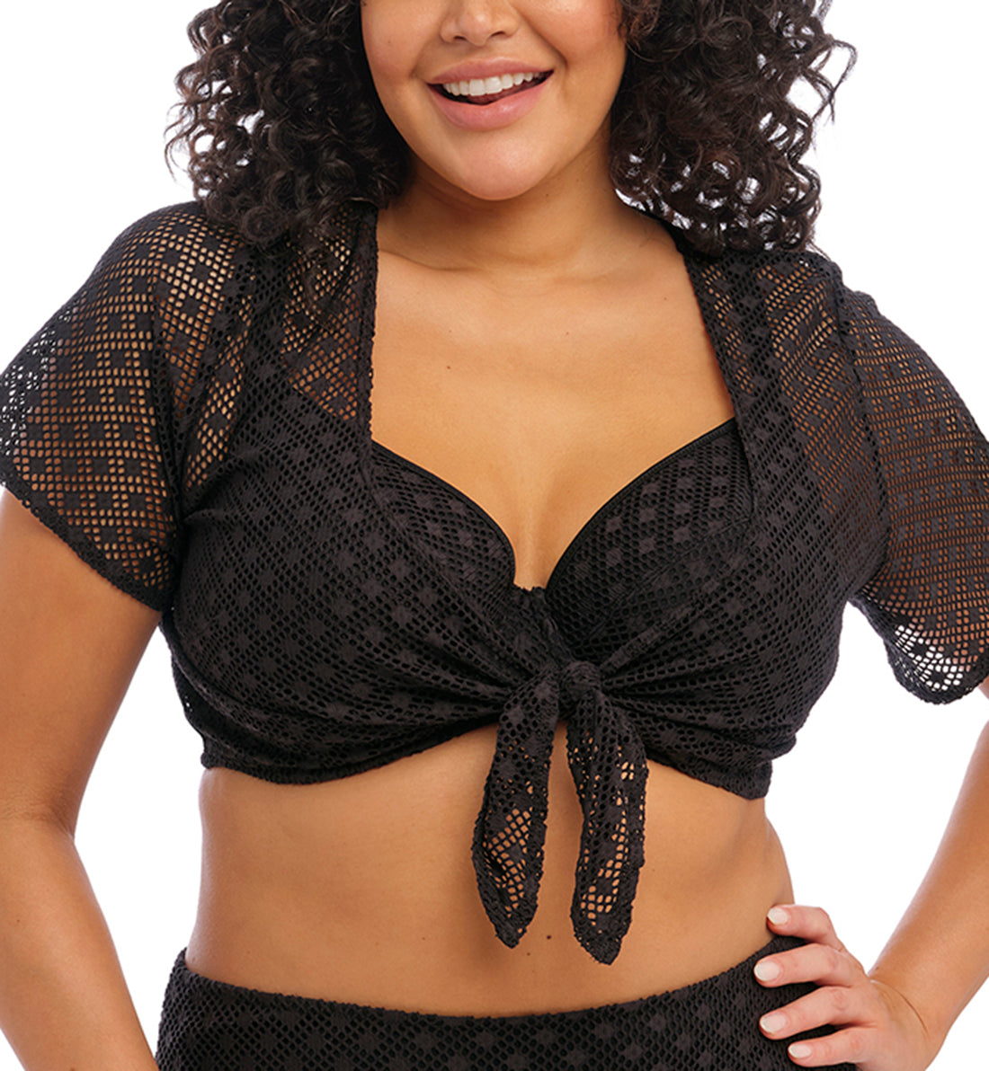Elomi Bazaruto Tie Front Beach Top (ES800696),UK 16,Black - Black,UK 16