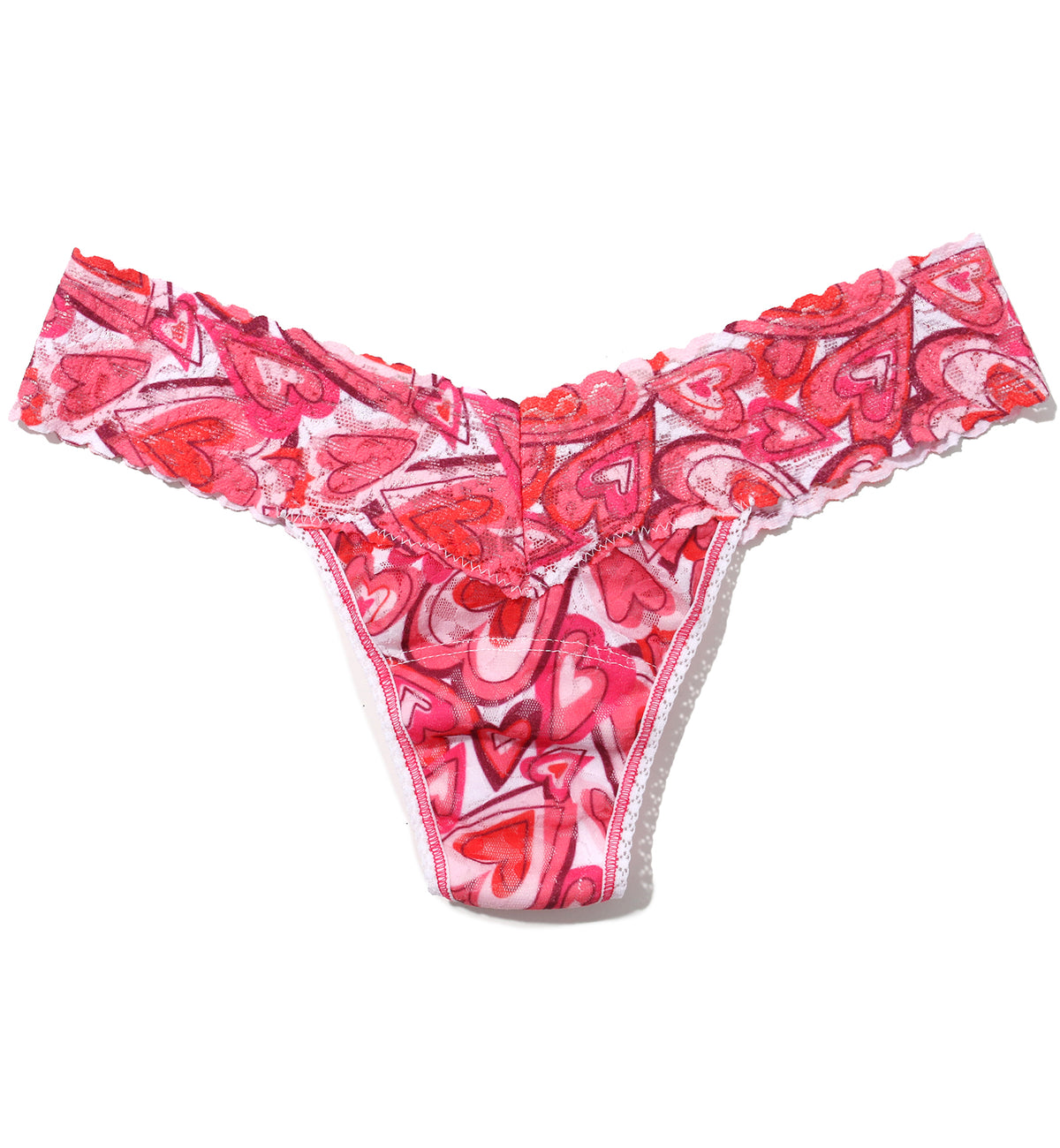Hanky Panky Signature Lace Printed Low Rise Thong (PR4911P),Lots Of Love - Lots Of Love,One Size