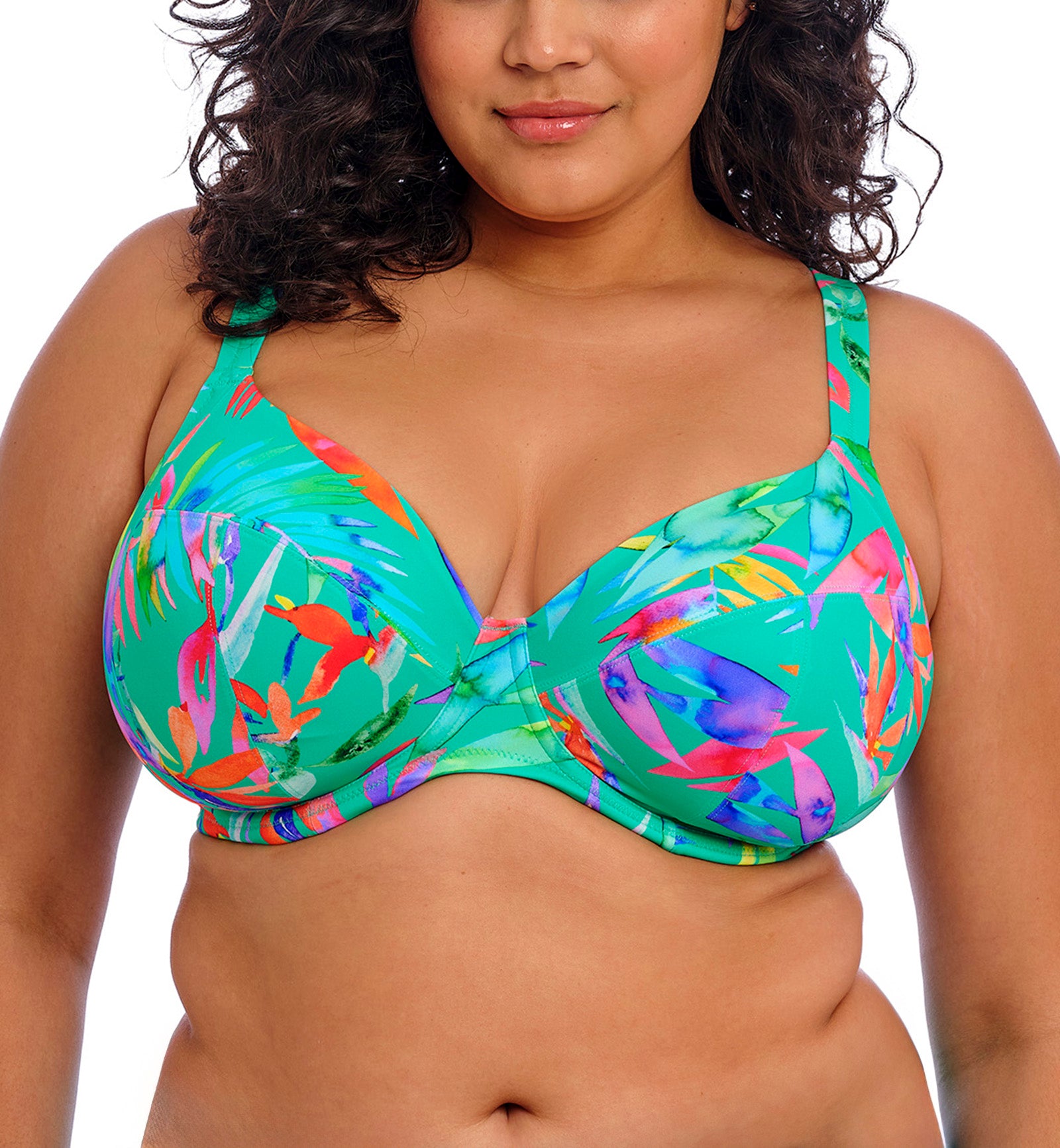 Elomi Toyama Tides Plunge Underwire Bikini Top (ES802202),34G,Jade - Jade,34G