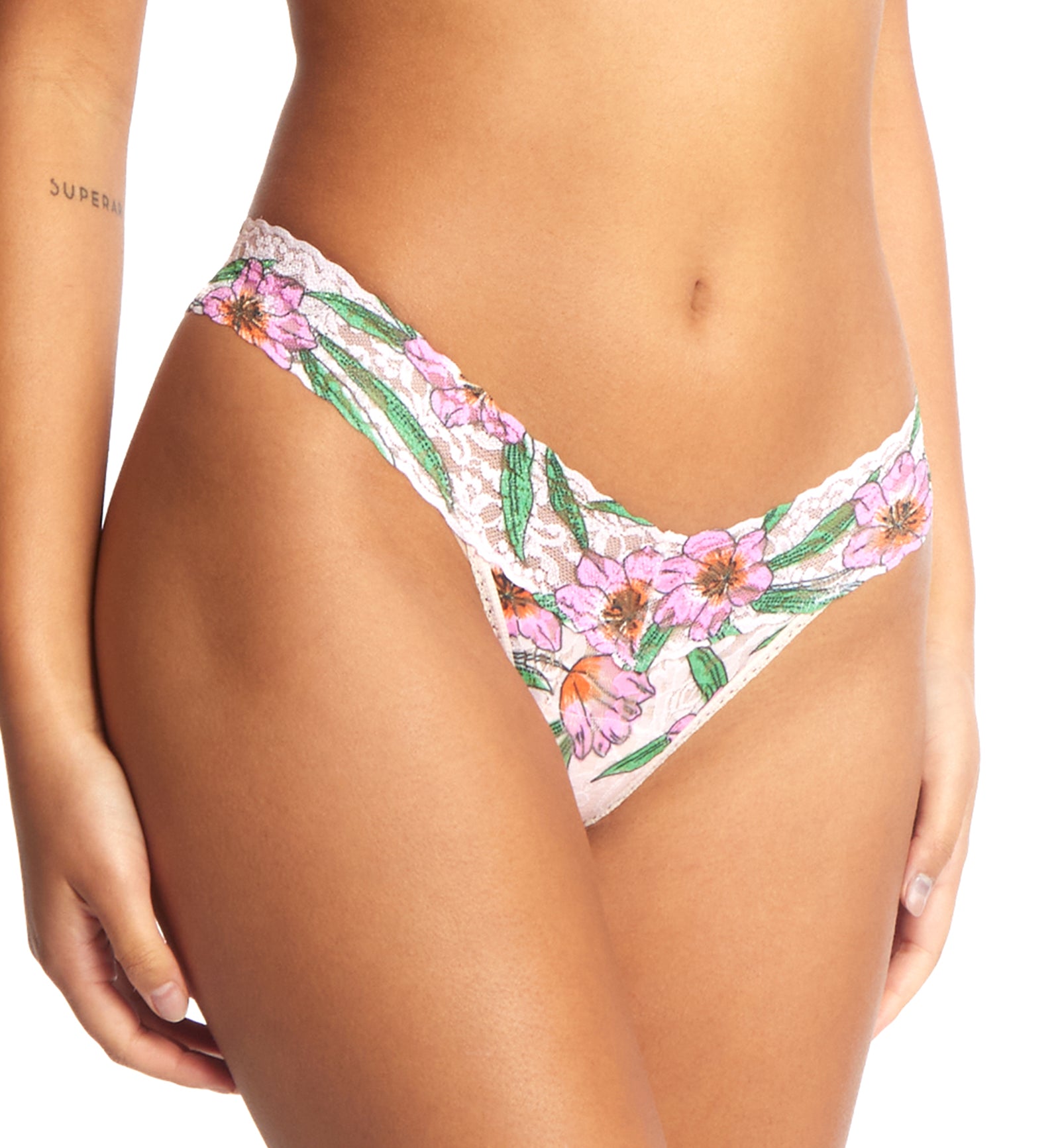 Hanky Panky Signature Lace Printed Low Rise Thong (PR4911P),Memoir - Memoir,One Size