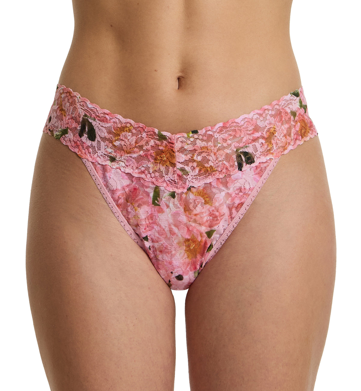 Hanky Panky Signature Lace Printed Original Rise Thong (PR4811P),Dancing Petals - Dancing Petals,One Size