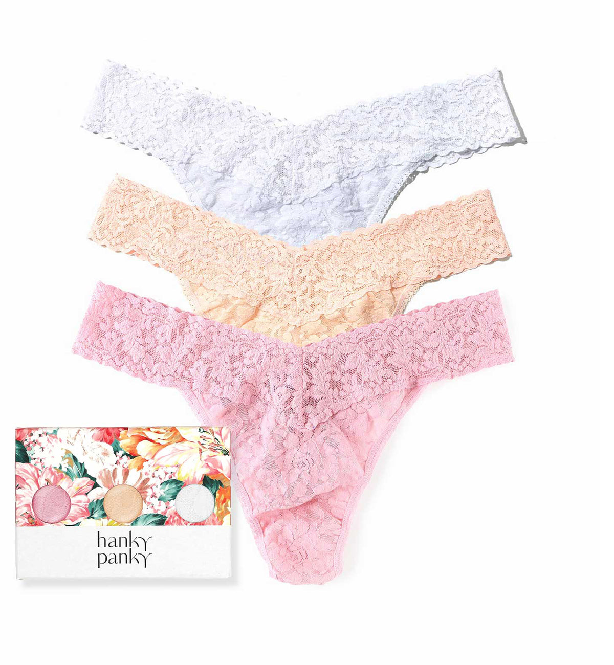 Hanky Panky 3-PACK Signature Lace Original Rise Thong (48113PK),MVAF - MVAF,One Size