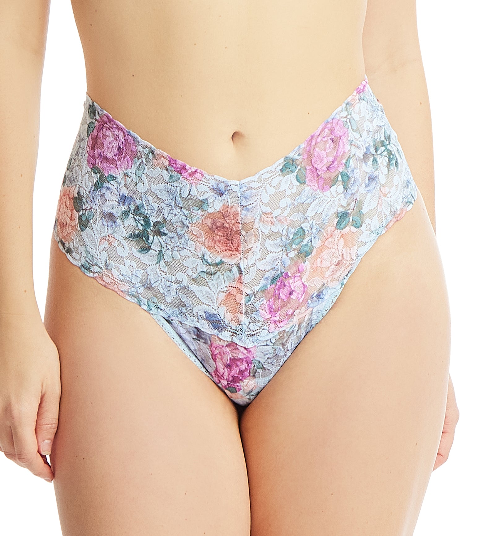 Hanky Panky Printed Retro Lace Thong (PR9K1926),Tea for Two - Tea for Two,One Size