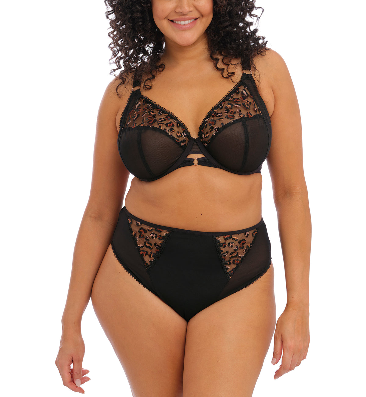 Elomi Namrah Bandless Plunge Underwire Bra (301335),32GG,Black - Black,32GG