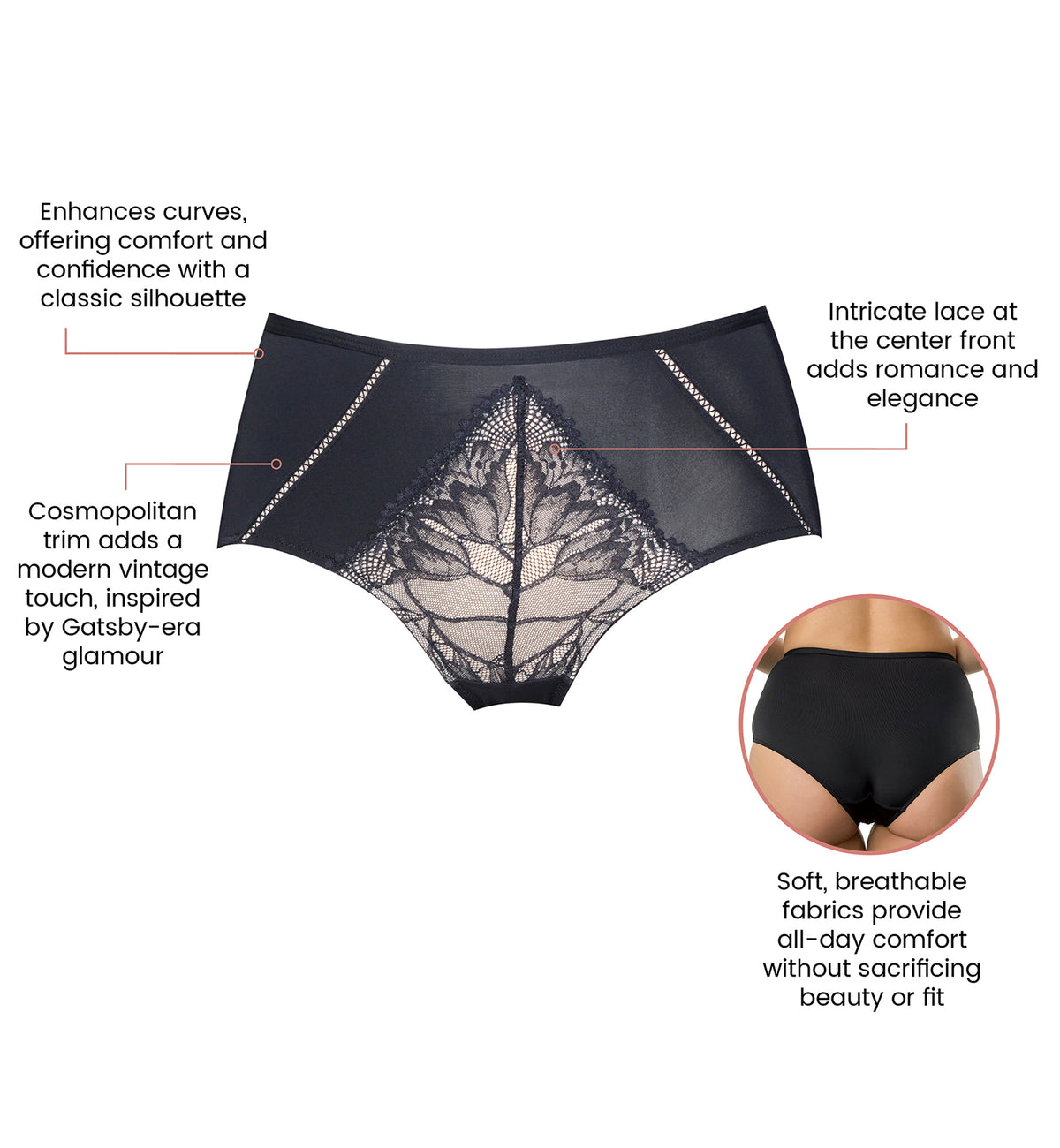 Parfait Charlene High Waist Brief (P5005),Small,Black - Black,Small