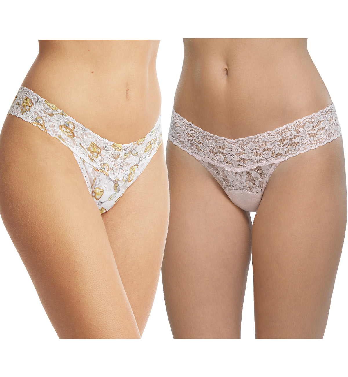 Hanky Panky Bridal Signature Lace Low Rise Thong 2-PACK (49PN2PK),Forever Gold/Bliss Pink - Forever Gold/Bliss Pink,One Size