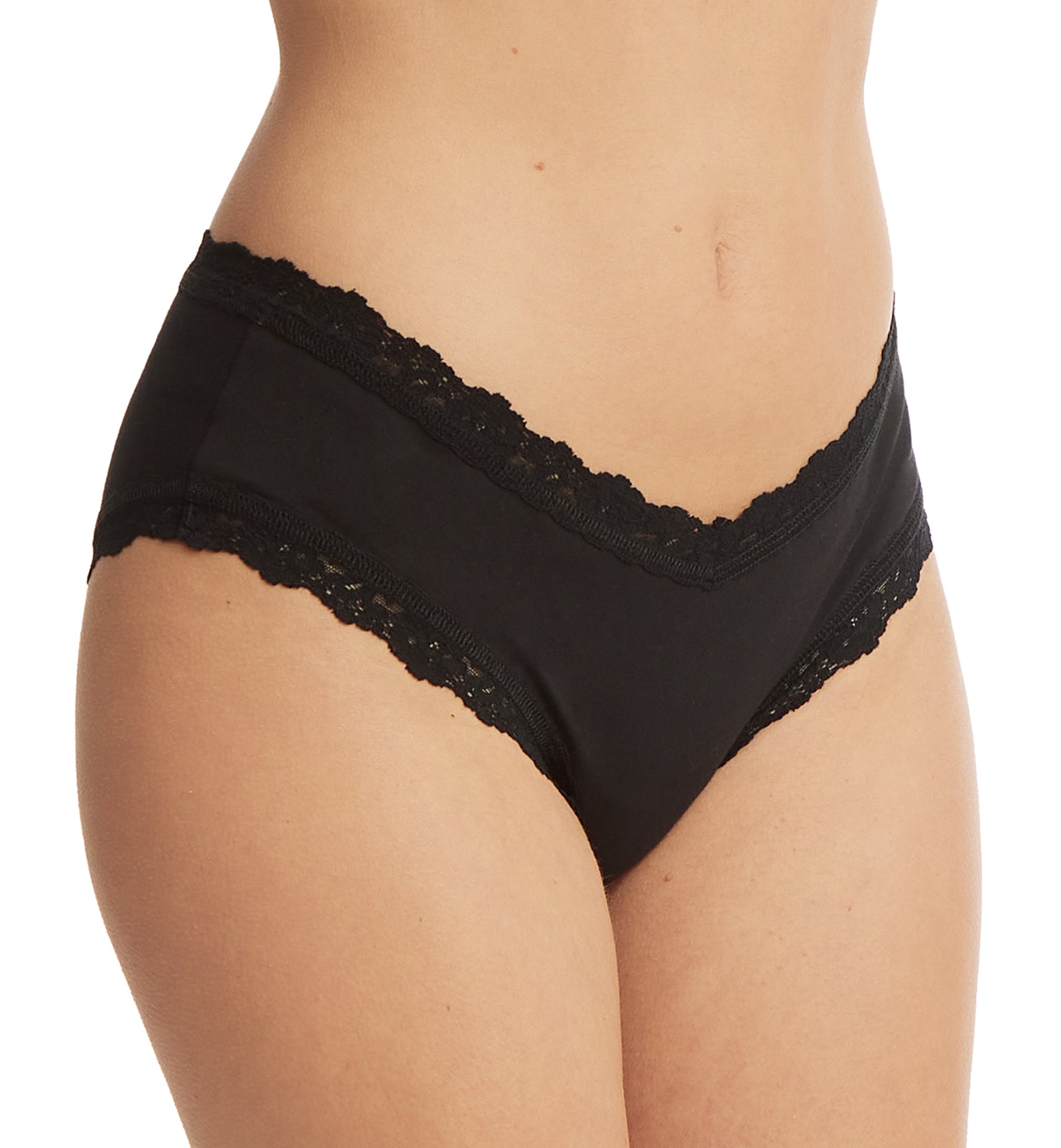 Hanky Panky Cotton V-Front Cheeky Brief (892454),XS,Black - Black,XS