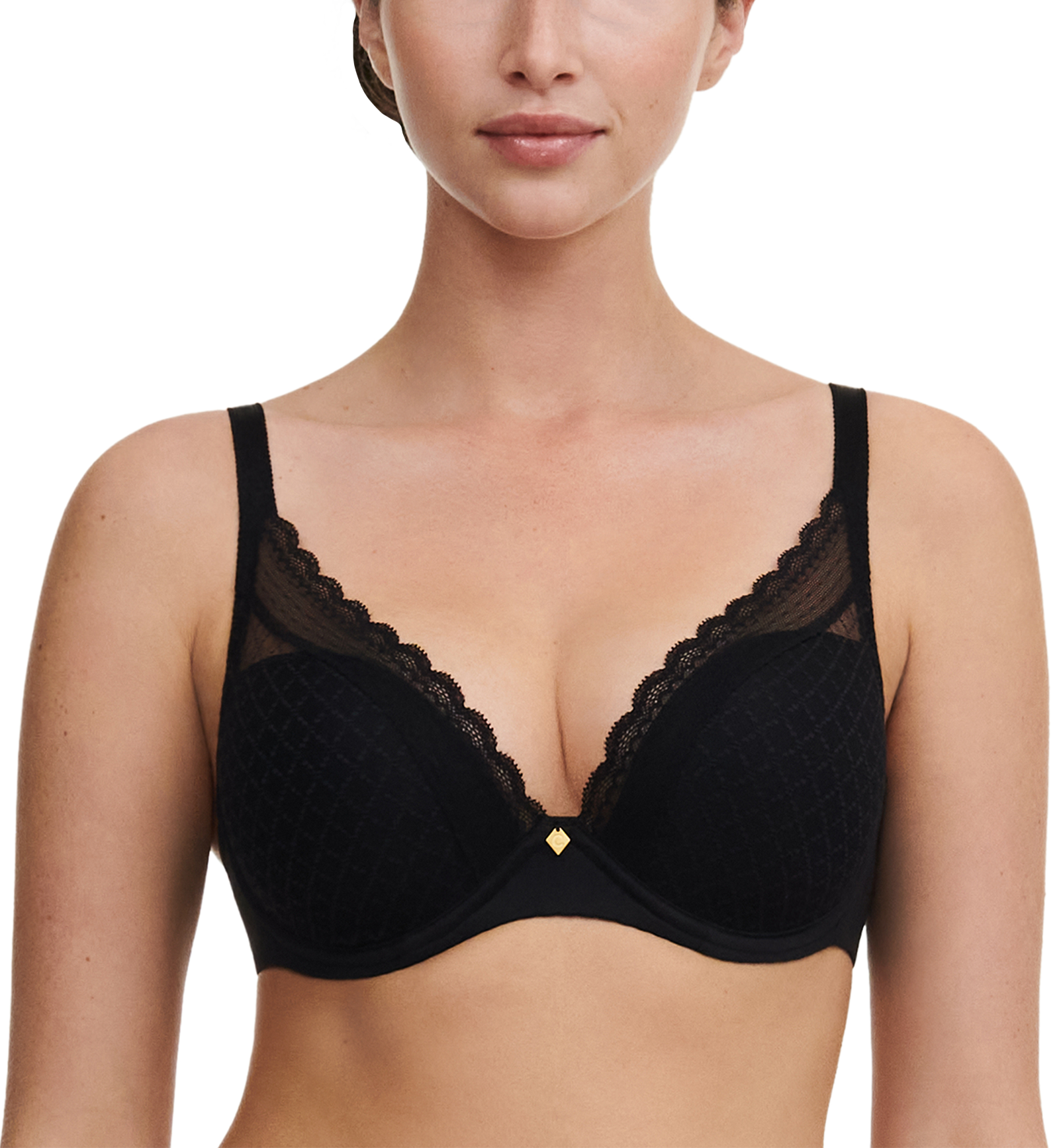 Chantelle Chic Plunge T-Shirt Bra (C16MNA),30D,Black - Black,30D