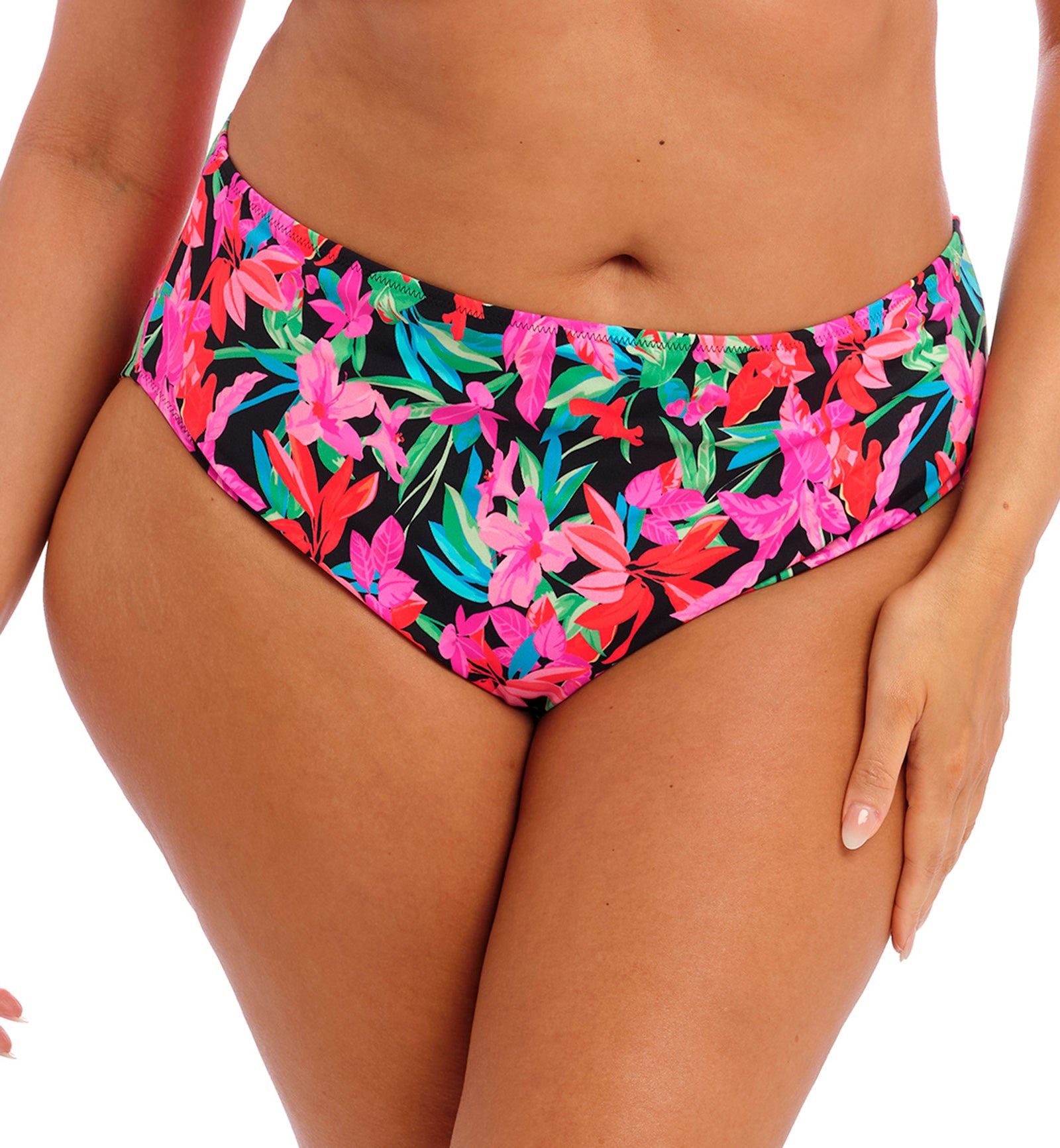 Elomi Savaneta Mid Rise High Leg Swim Brief (ES801372),UK 18,Black - Black,UK 18