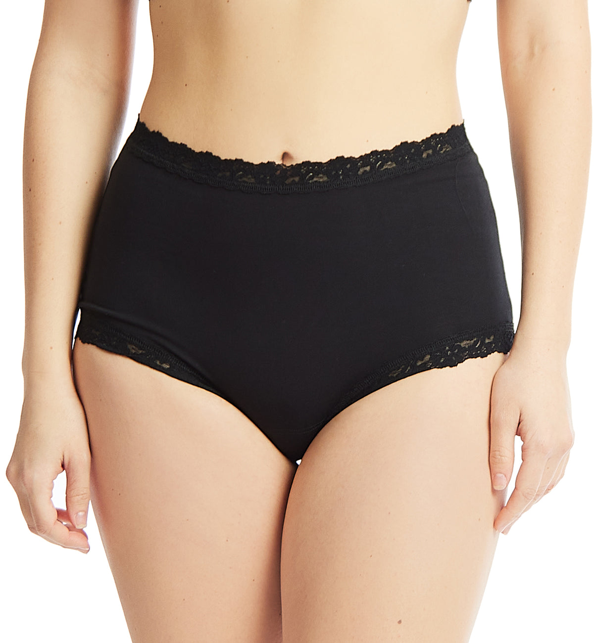Hanky Panky Supima Cotton High Rise Boyshort (891292),XS,Black - Black,XS