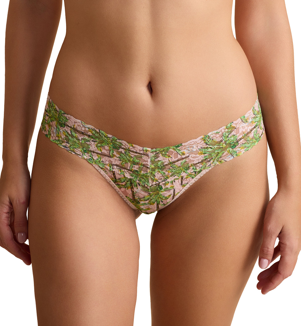 Hanky Panky Signature Lace Printed Original Rise Thong (PR4811P),Palm Breeze - Palm Breeze,One Size