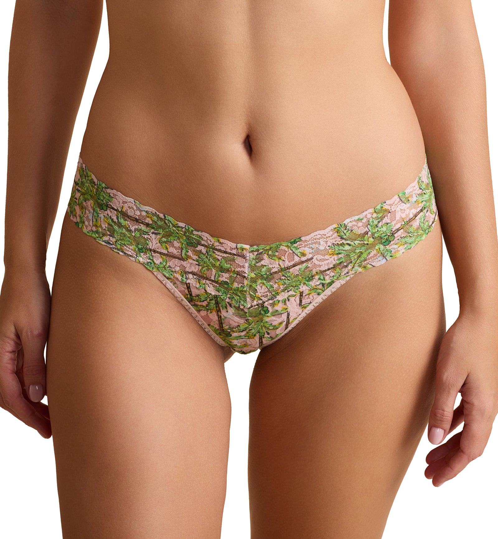 Hanky Panky Signature Lace Printed Original Rise Thong (PR4811P),Palm Breeze - Palm Breeze,One Size