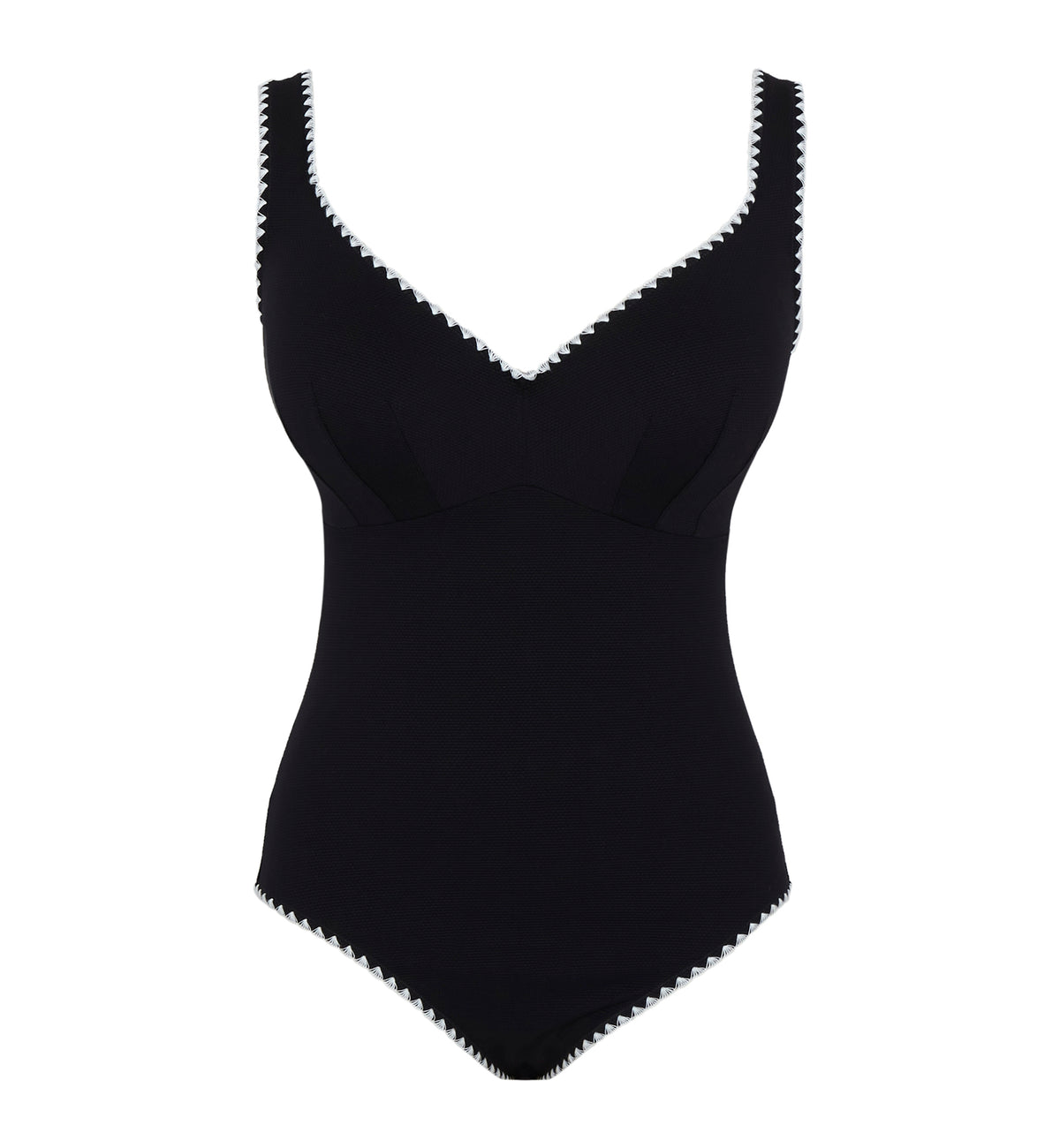 Panache Lara Plunge Underwire One Piece Swimsuit (SW2020),30FF,Aurora Black/White - Aurora Black/White,30FF