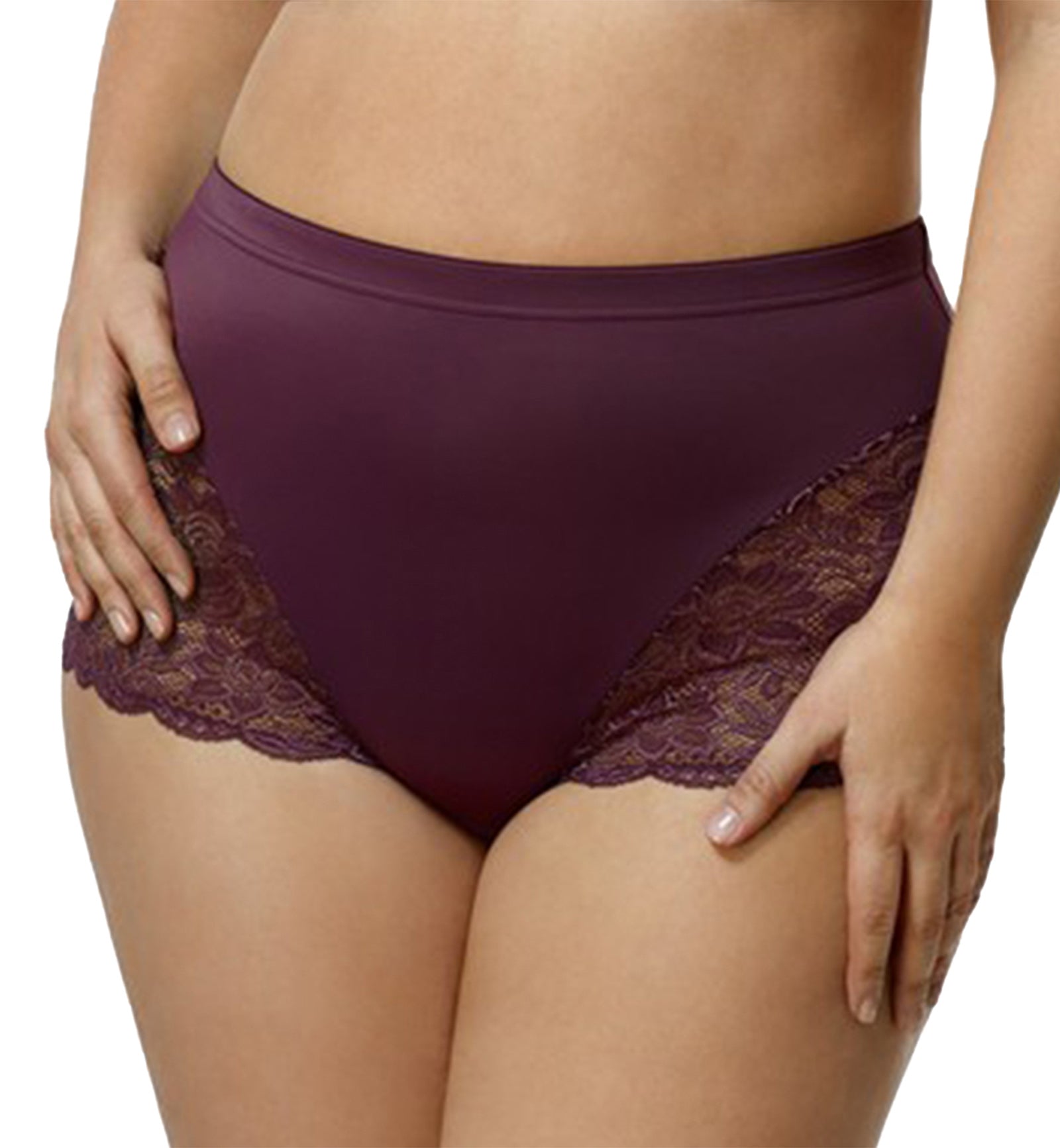 Elila Stretch Lace Cheeky Full Panty (3311),Medium,Plum - Plum,Medium