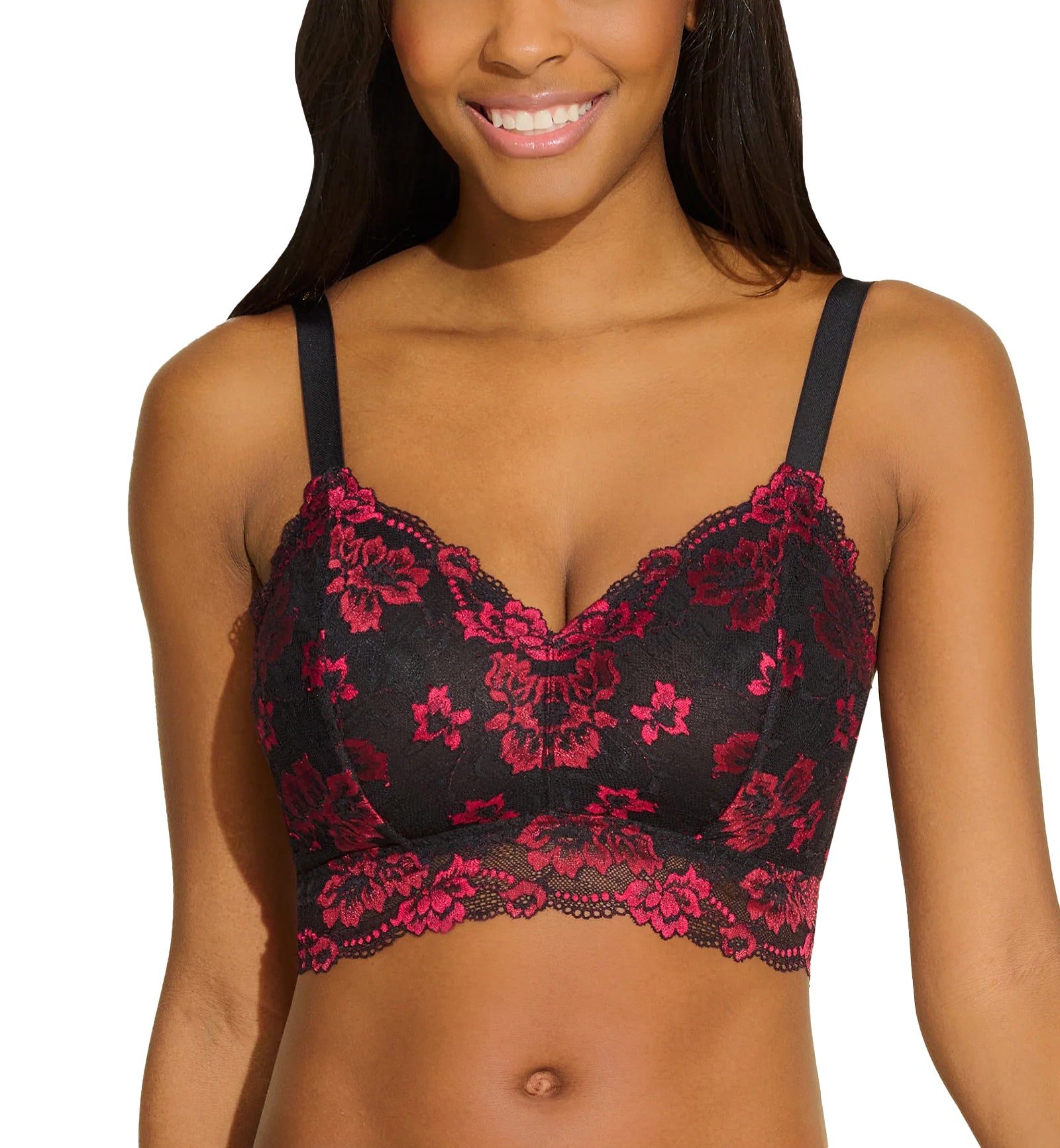 Cosabella Savona Curvy Longline Bralette (SAVON1382),XS,Black/Fragolino - Black/Fragolino,XS