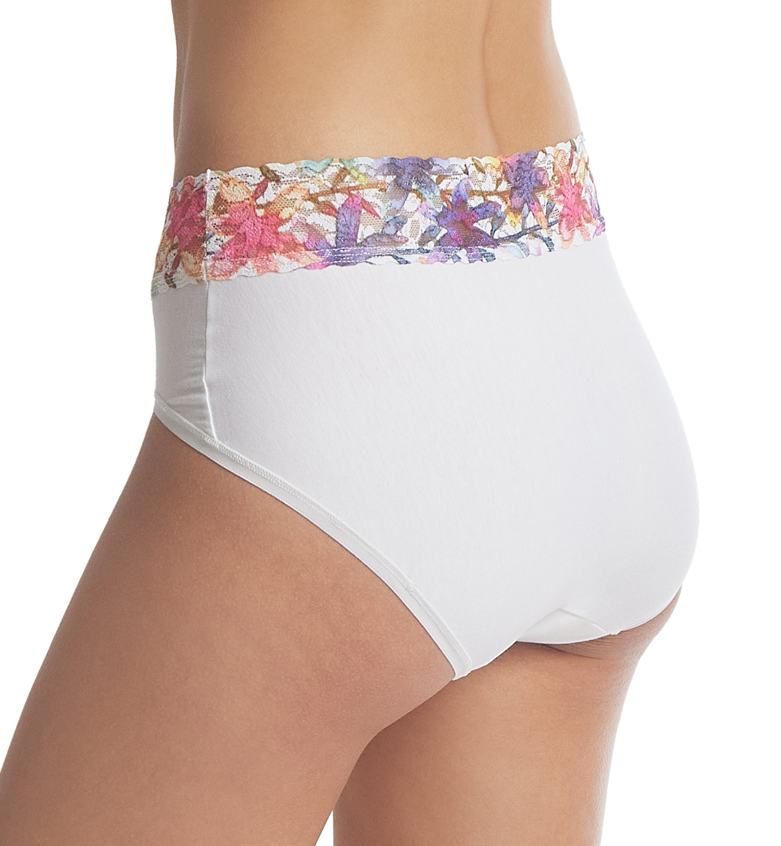 Hanky Panky Cotton-Spandex French Brief (892441),Small,White/Still Blooming - White/Still Blooming,Small