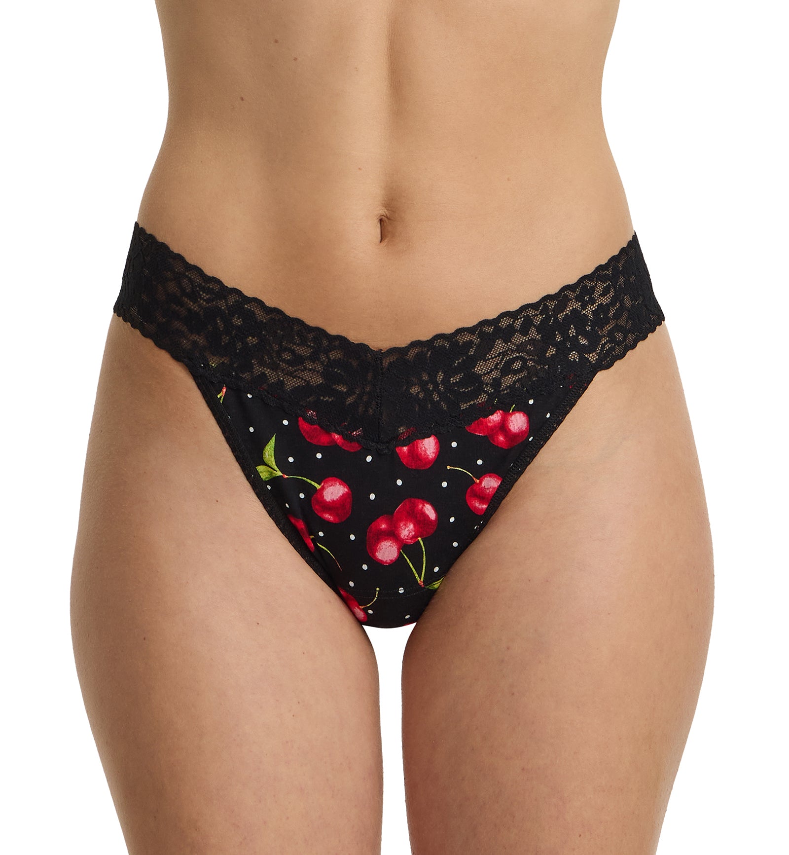 Hanky Panky Printed DreamEase Original Rise Thong (PR681104),Cherry Bomb - Cherry Bomb,One Size