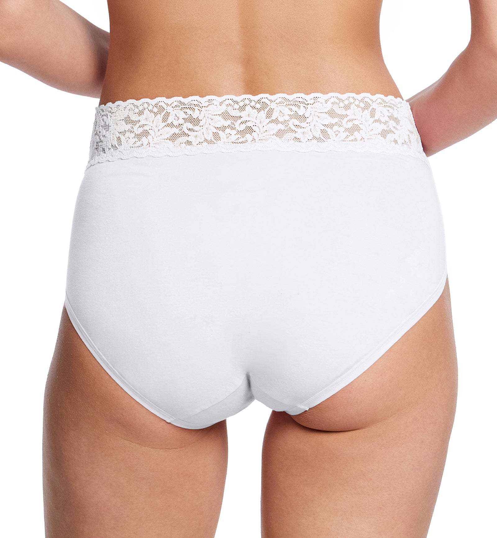 Hanky Panky Cotton French Brief with Lace (892461),Small,White - White,Small