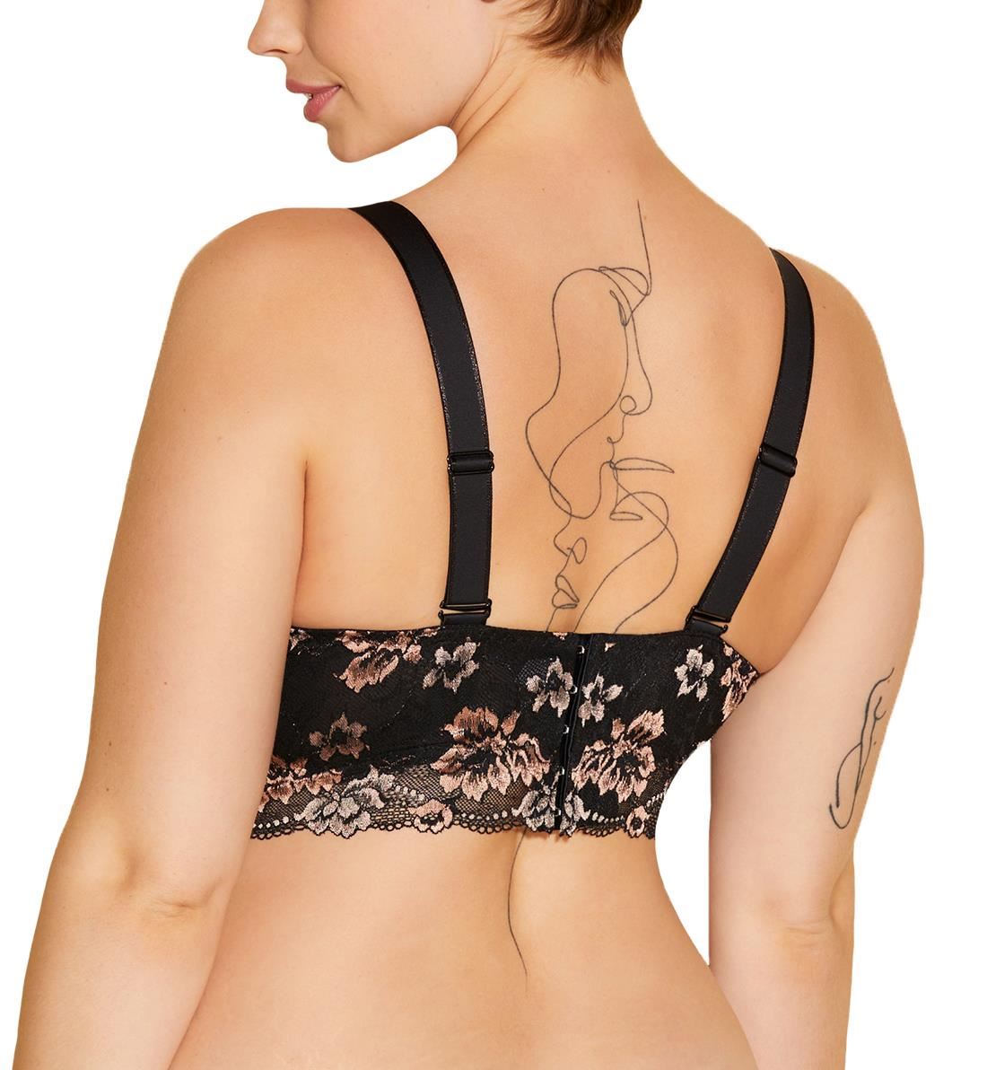 Cosabella Savona SUPER Curvy Longline Bralette (SAVON1386),Small,Black/Mandorla - Black/Mandorla,Small