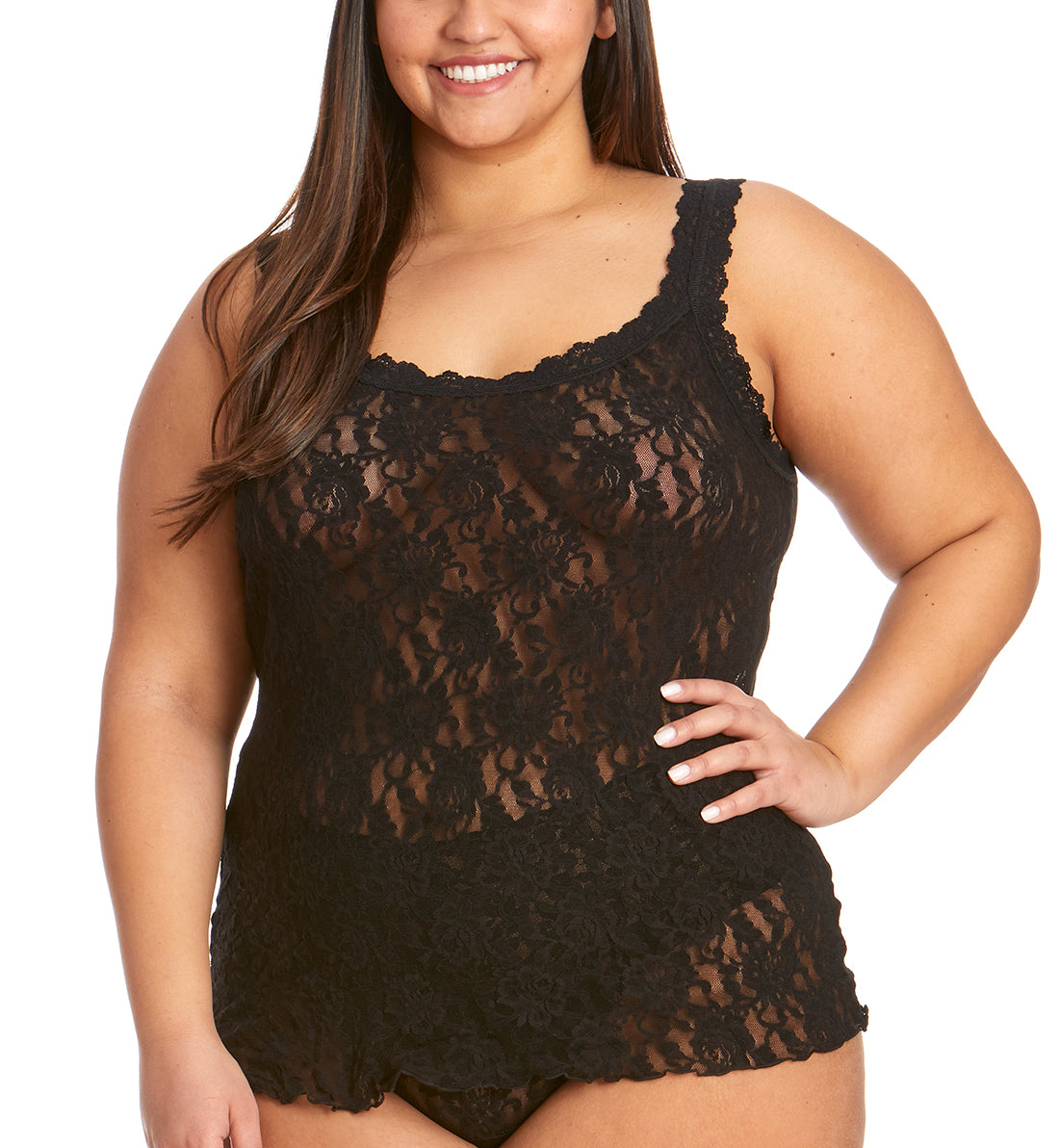 Hanky Panky Signature Lace Unlined Camisole PLUS (1390LX),1X,Black - Black,1X