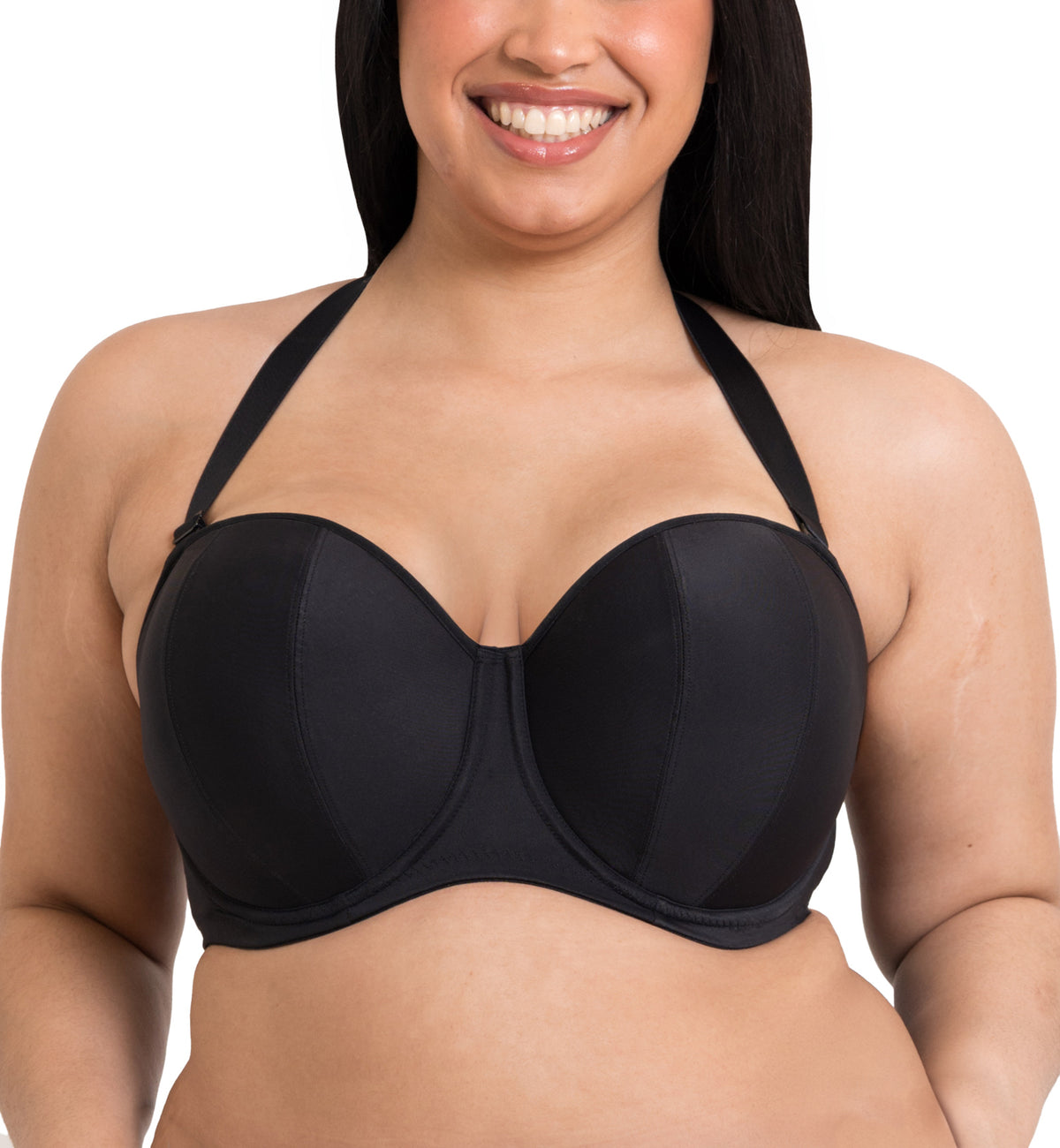 Curvy Kate Luxe Multiway Strapless Underwire Bra (CK2601),28GG,Jet Black - Jet Black,28GG