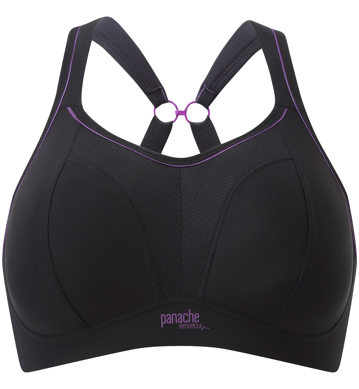 Panache Boundless Racerback Non-Wire Sports Bra (7341),28E,Black - Black,28E