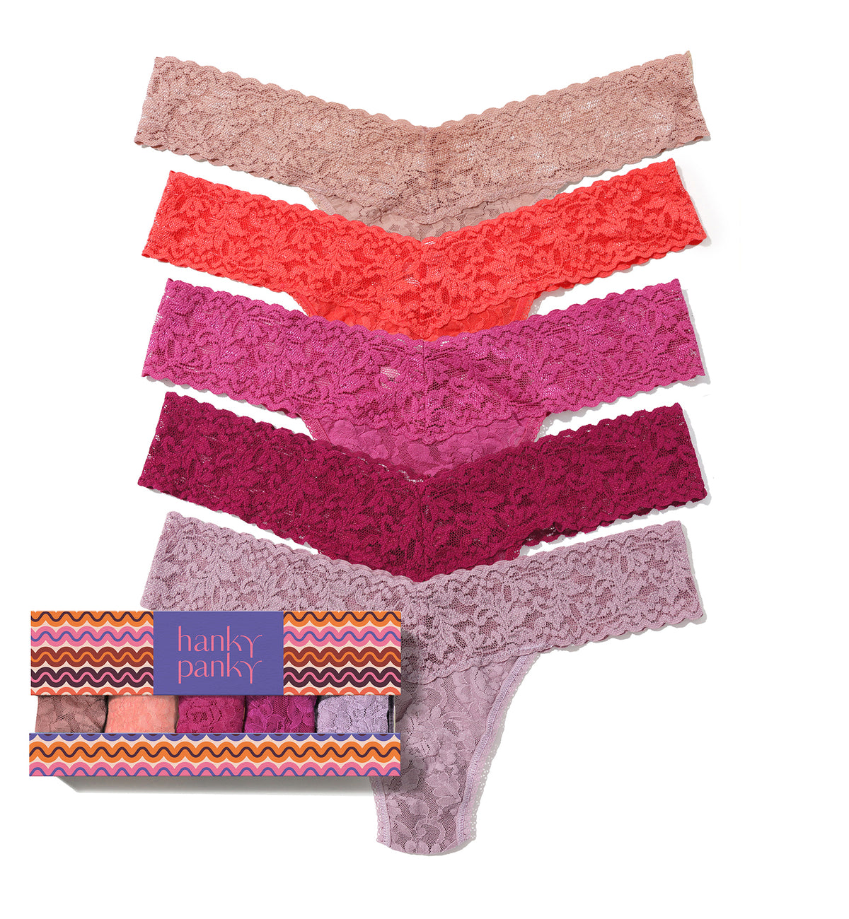 Hanky Panky 5-PACK Signature Lace Low Rise Thong (49115PK),DNWW - DNWW,One Size